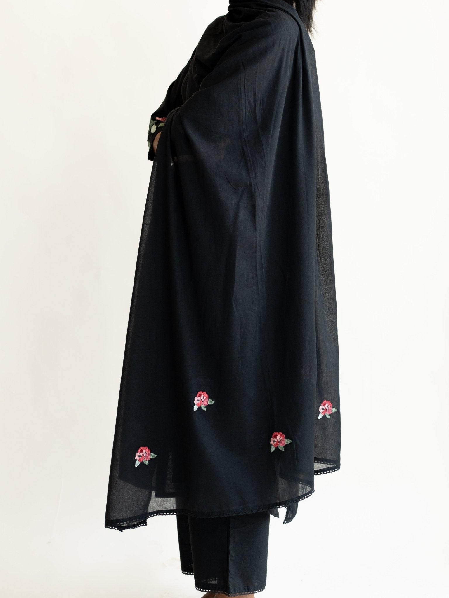 Amaal Cotton Embroidered A - Line Suit Set - AINA