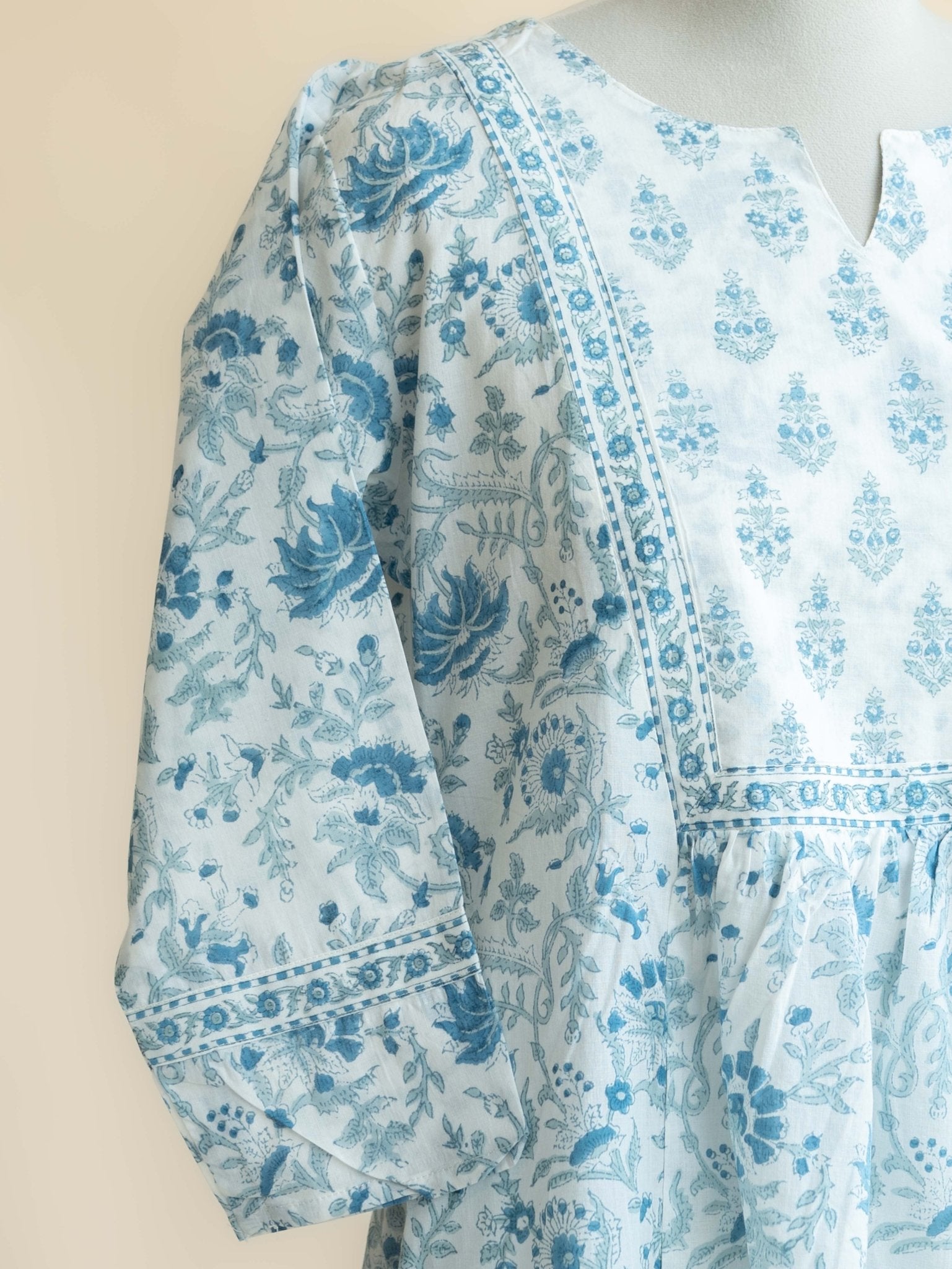 Amala Cotton Block Printed A - Line Kurta - AINA