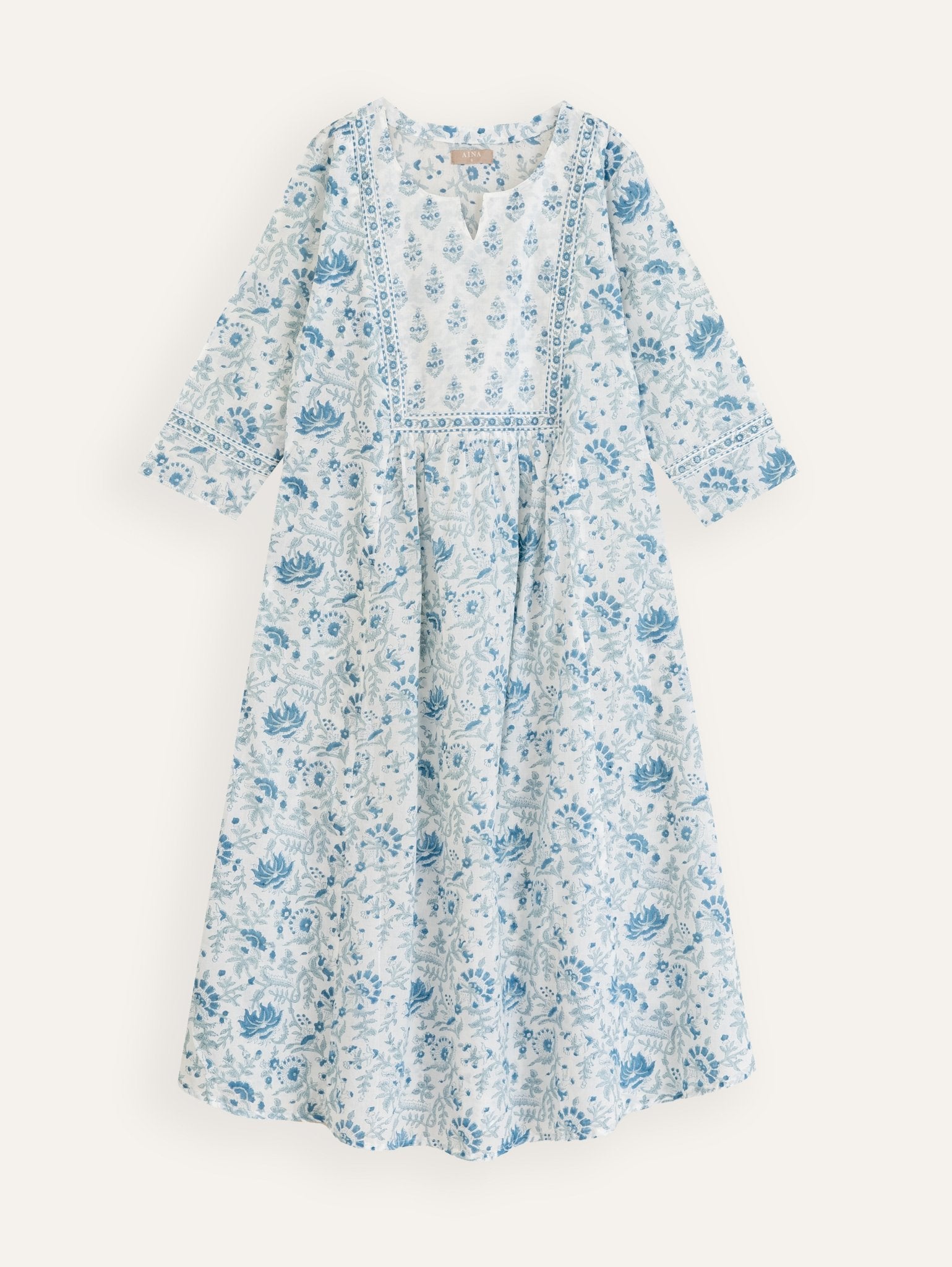 Amala Cotton Block Printed A - Line Kurta - AINA