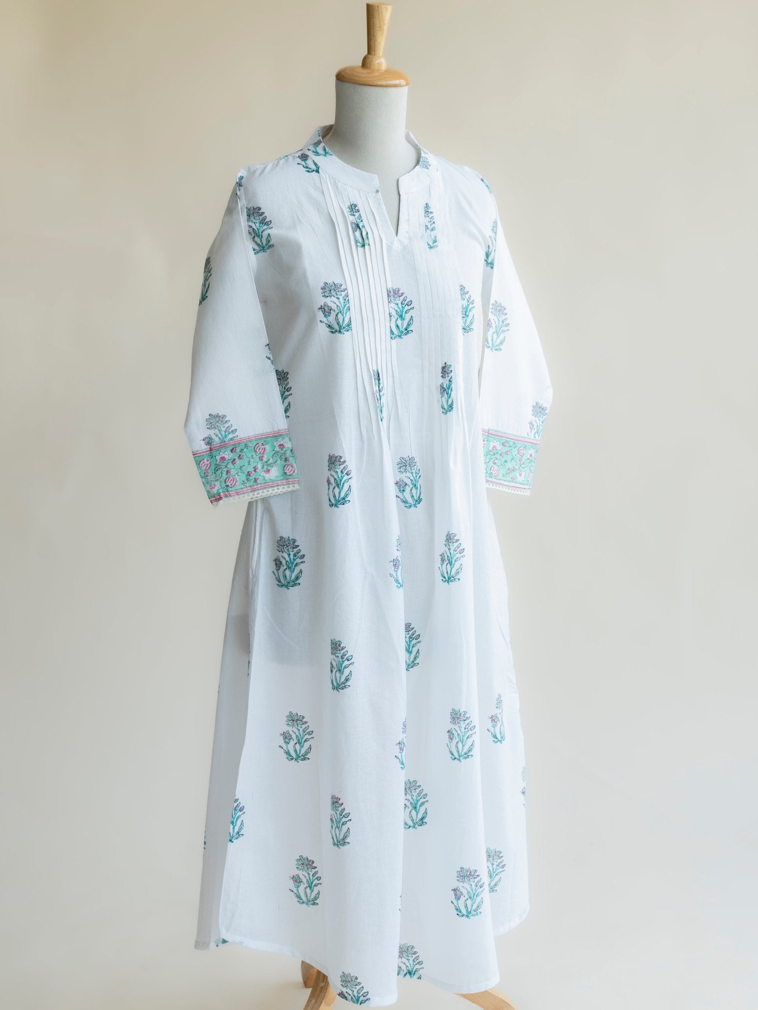 Amana Cotton Block Printed A - Line Kurta - AINA