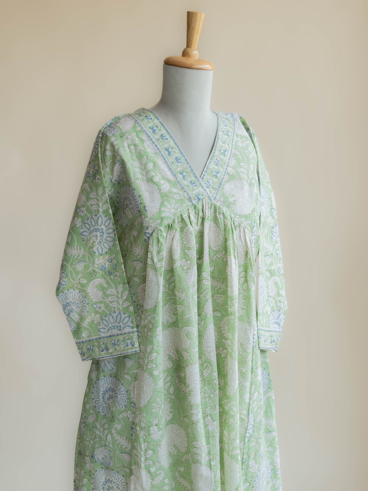 Amara Cotton Block Printed A - Line Kurta - AINA