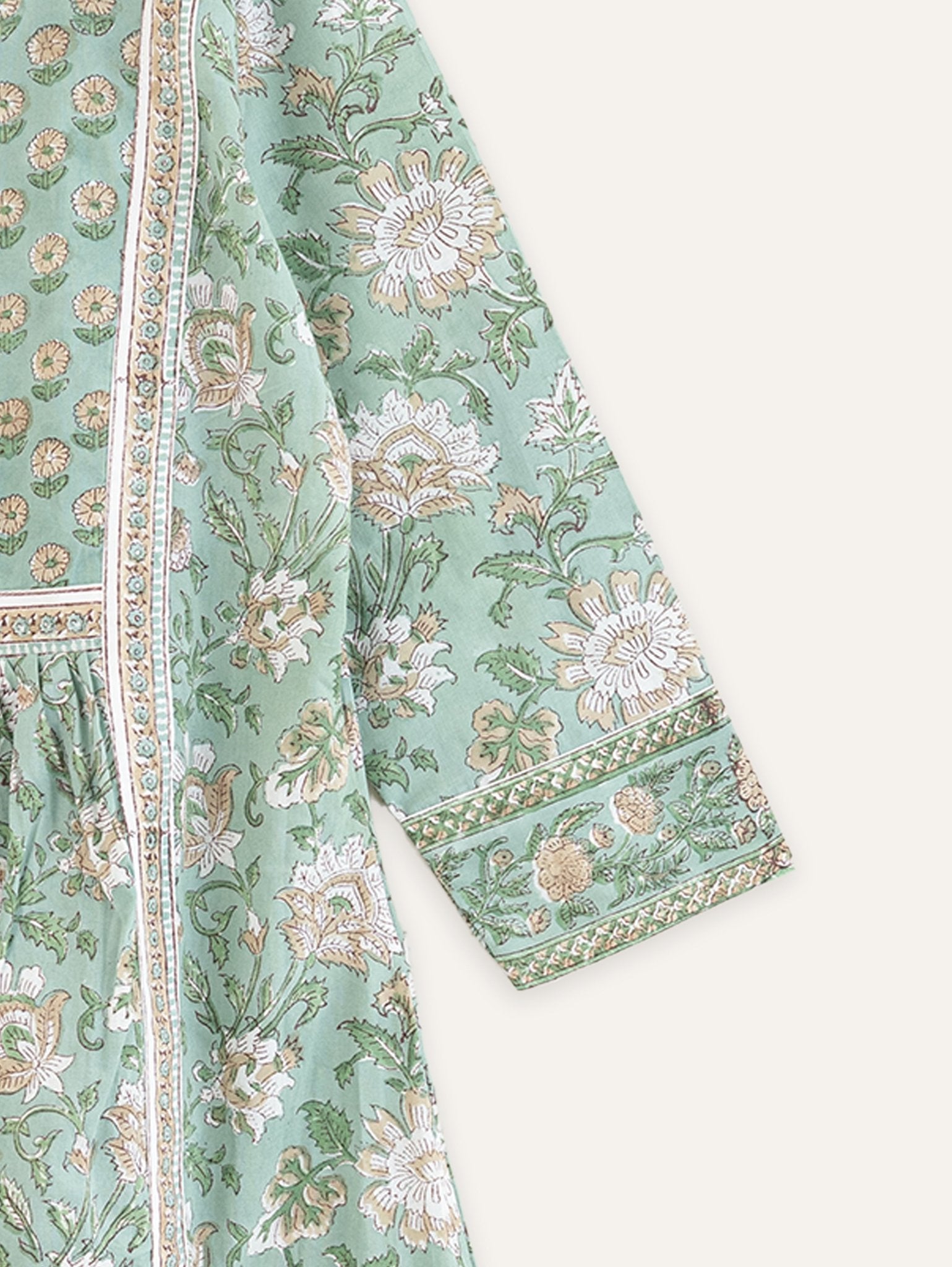 Ambili Cotton Block Printed A - Line Kurta - AINA