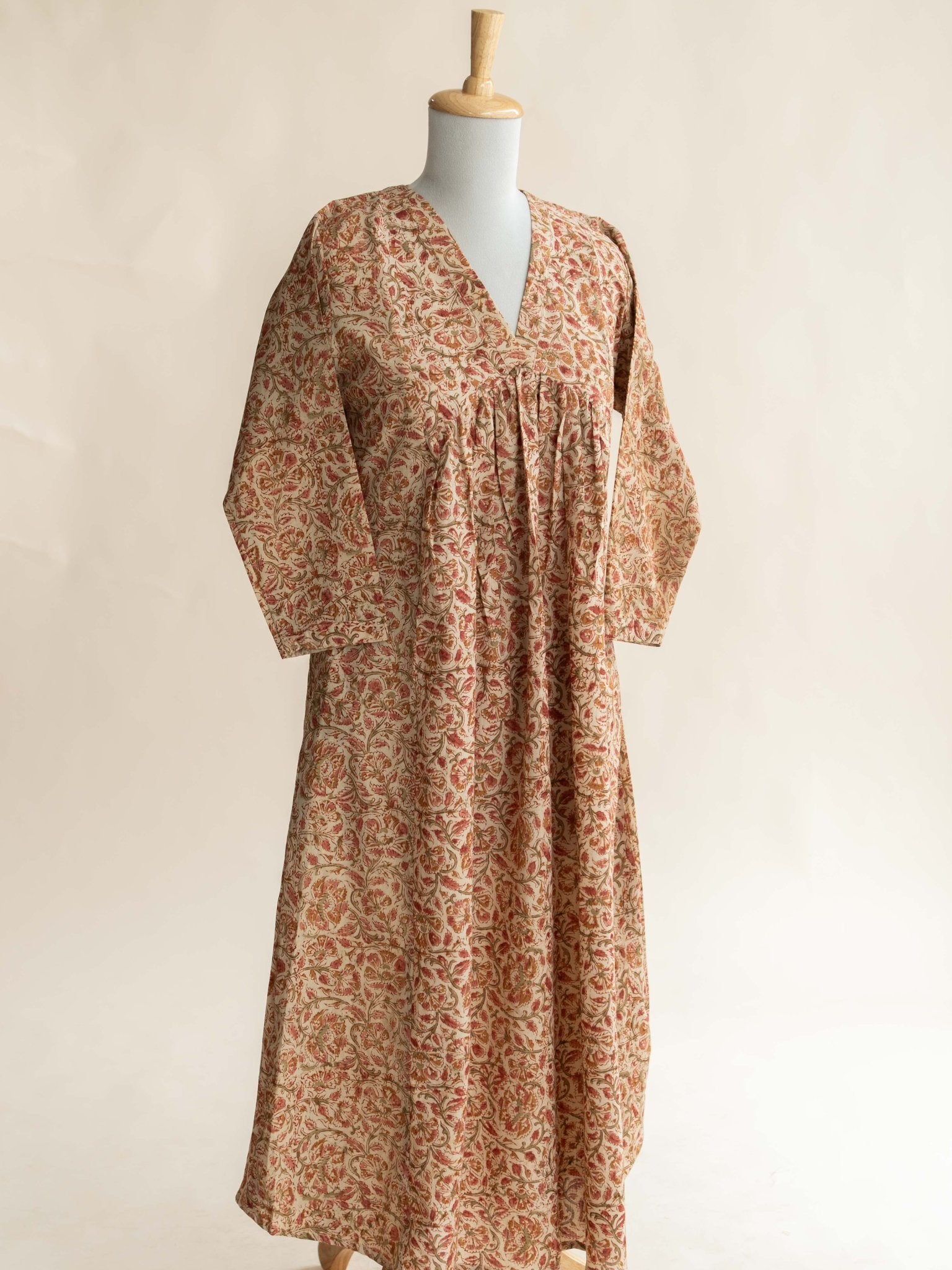 Ameeya Cotton Kalamkari Block Printed A - Line Kurta - AINA