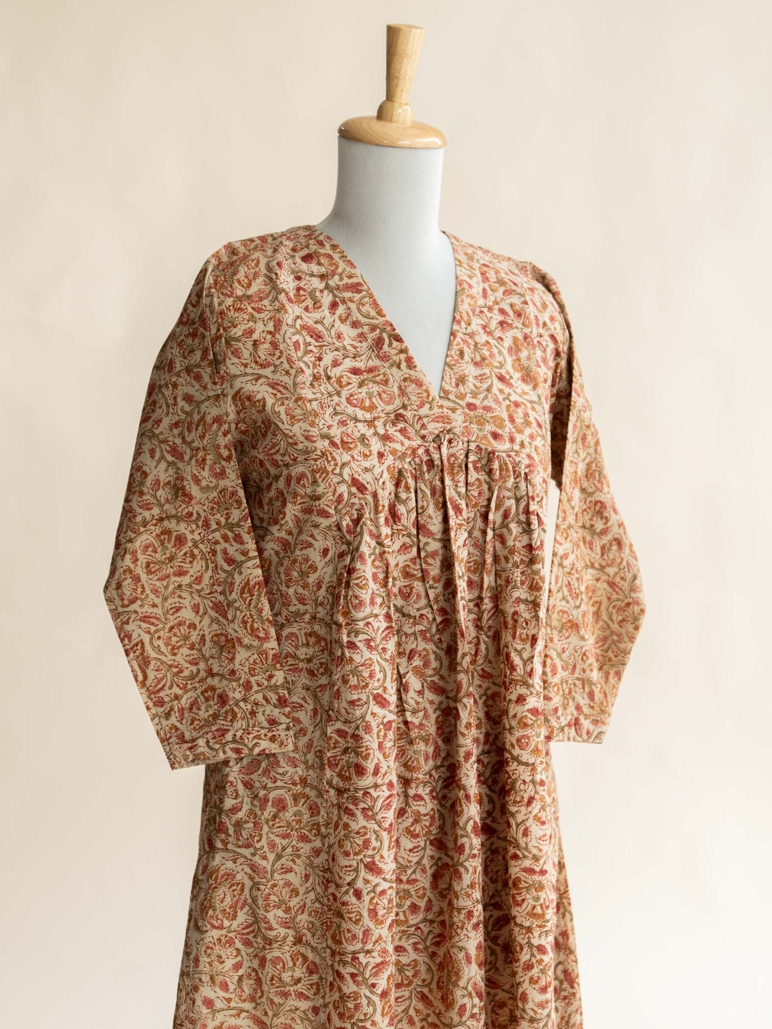 Ameeya Cotton Kalamkari Block Printed A - Line Kurta - AINA