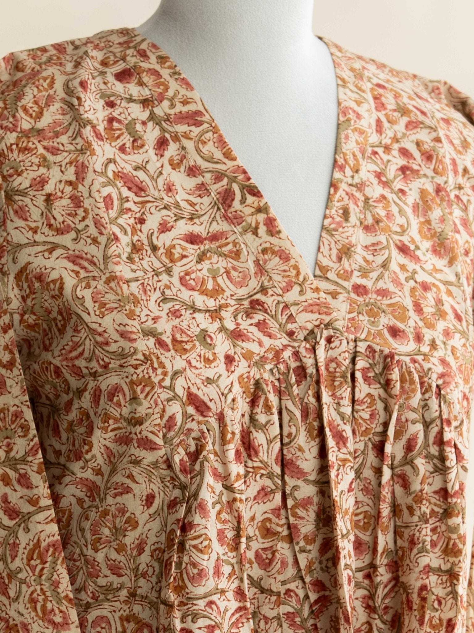 Ameeya Cotton Kalamkari Block Printed A - Line Kurta - AINA