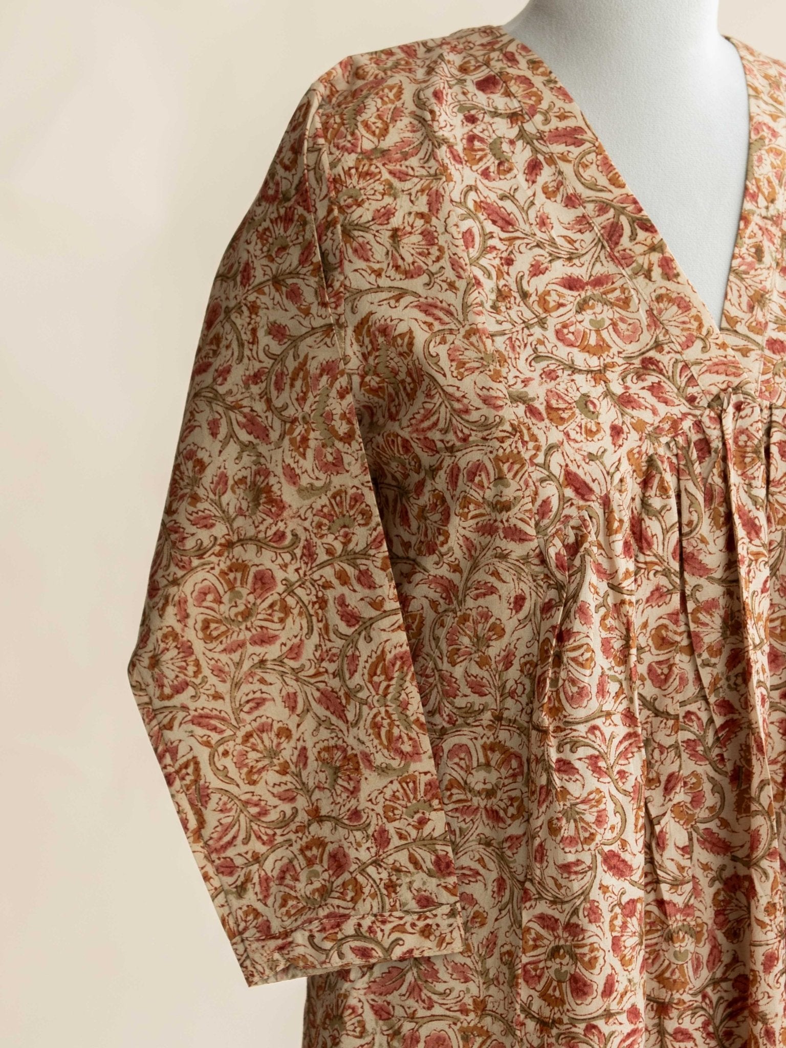 Ameeya Cotton Kalamkari Block Printed A - Line Kurta - AINA