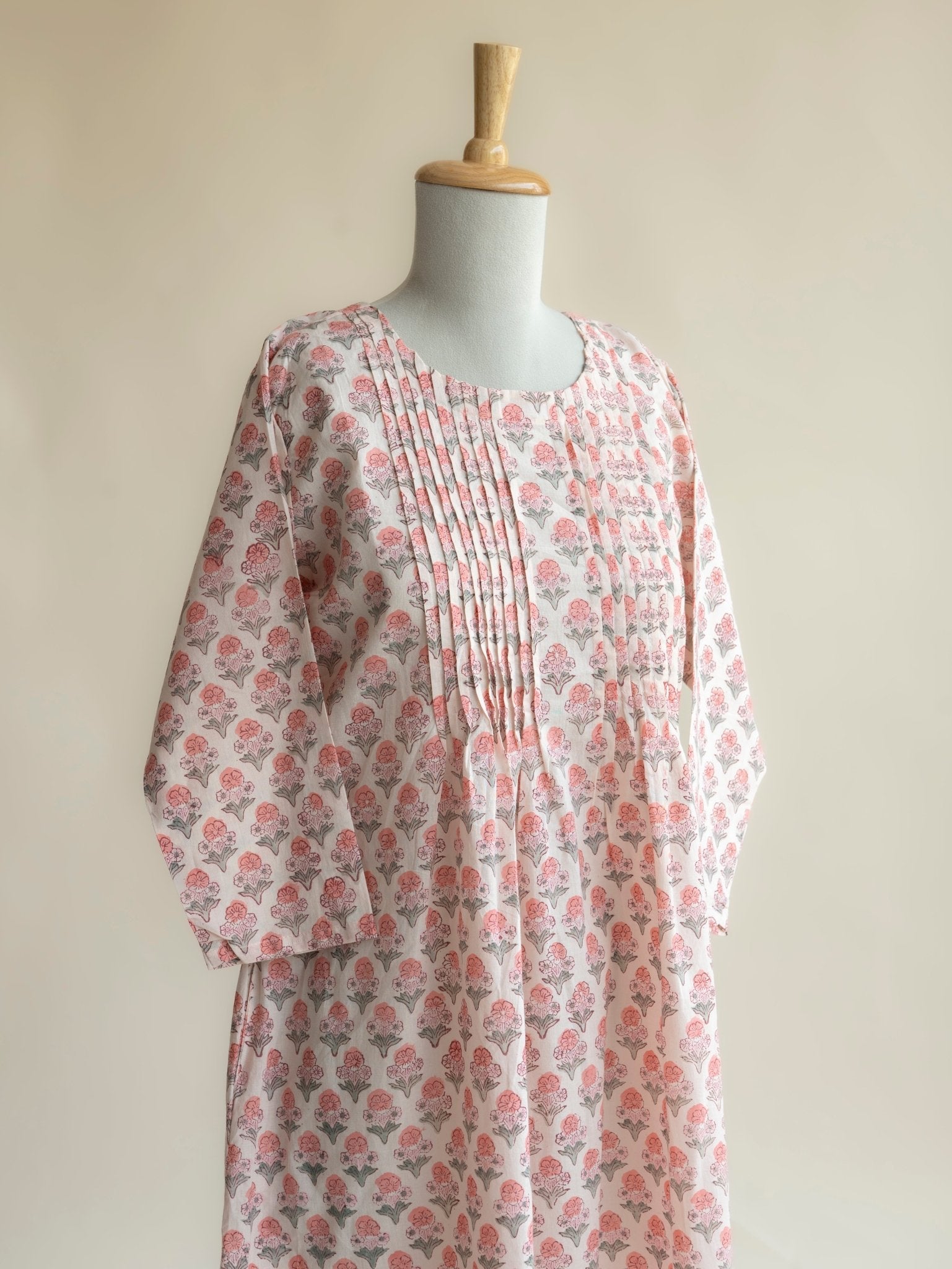 Ameirah Cotton Block Printed A - Line Kurta - AINA