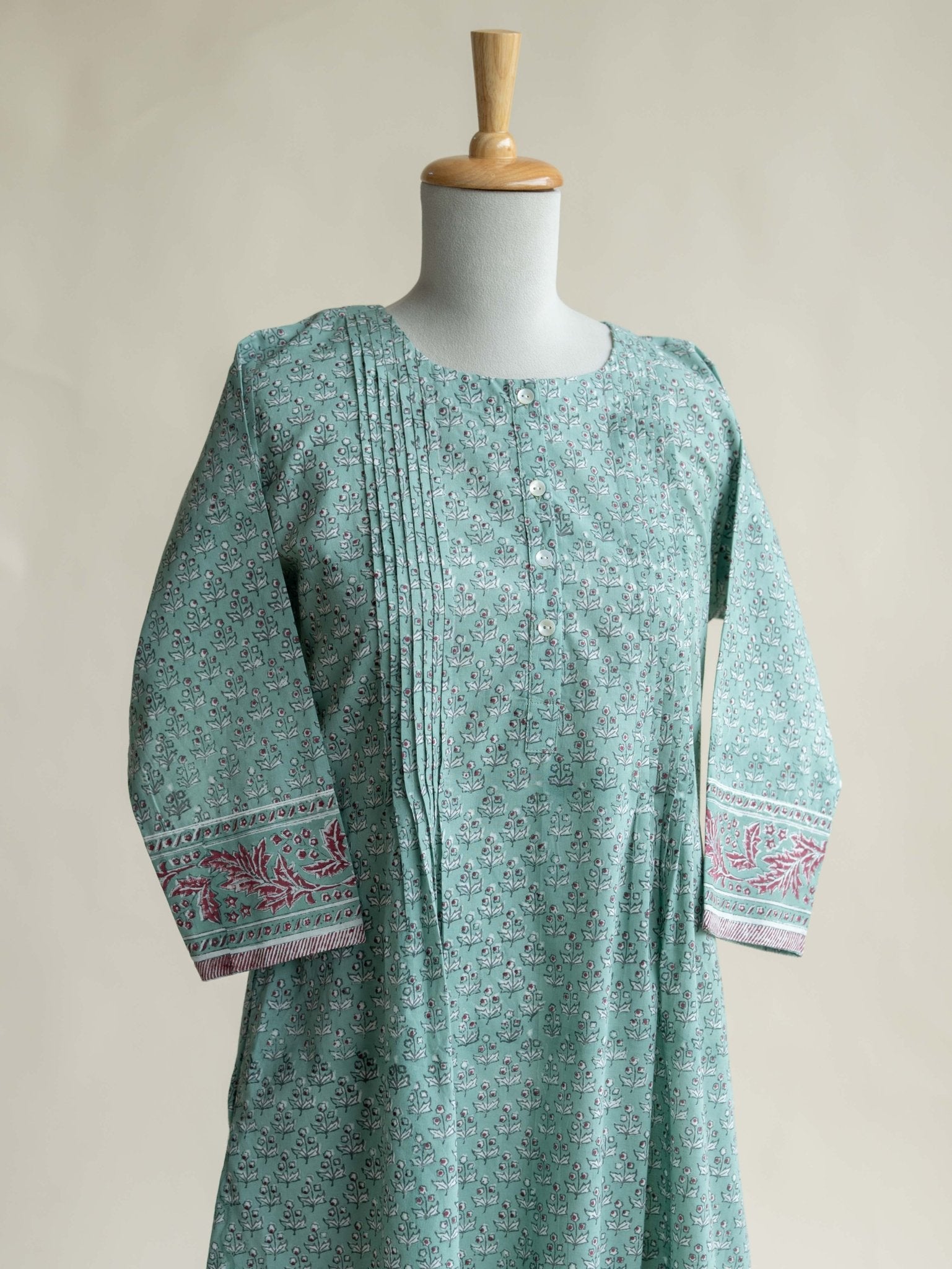 Ameliya Cotton Block Printed A-Line Kurta - AINA