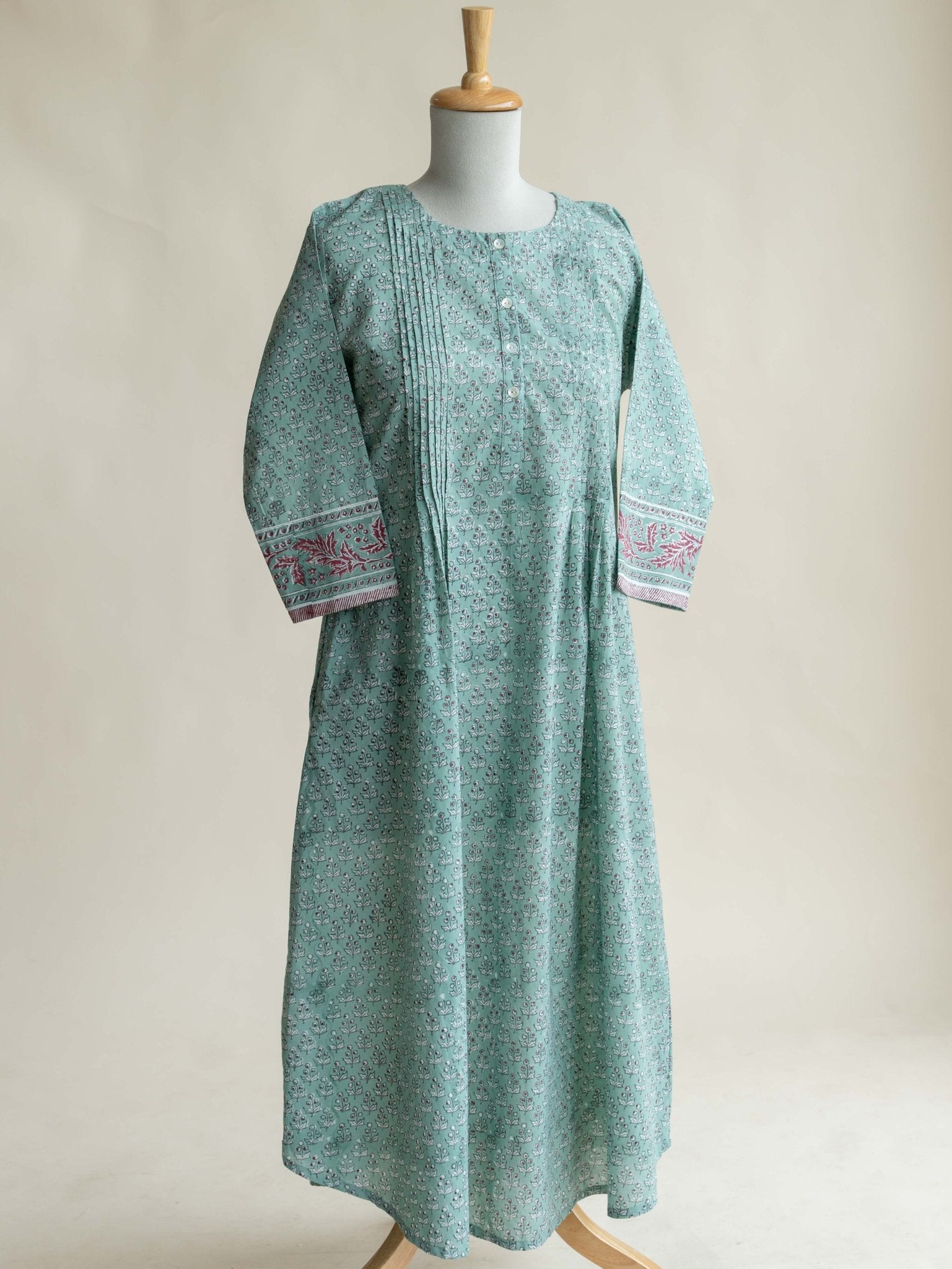 Ameliya Cotton Block Printed A-Line Kurta - AINA