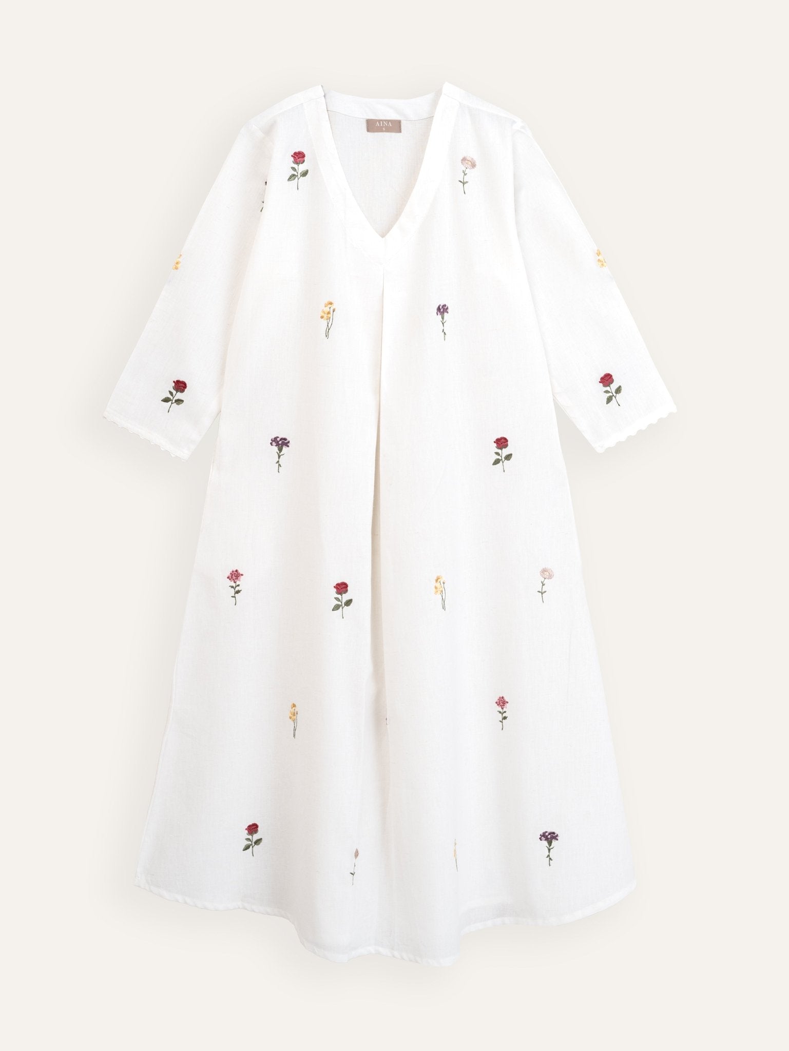 Amera Cotton Flax Embroidered A - Line Kurta - AINA