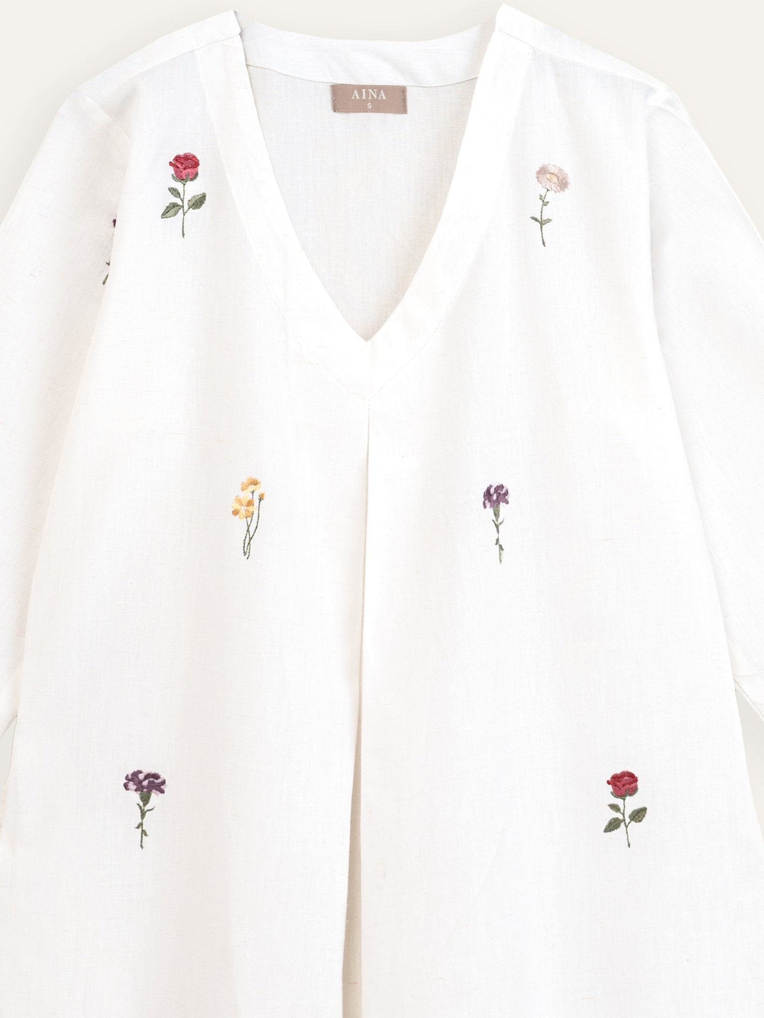 Amera Cotton Flax Embroidered A - Line Kurta - AINA