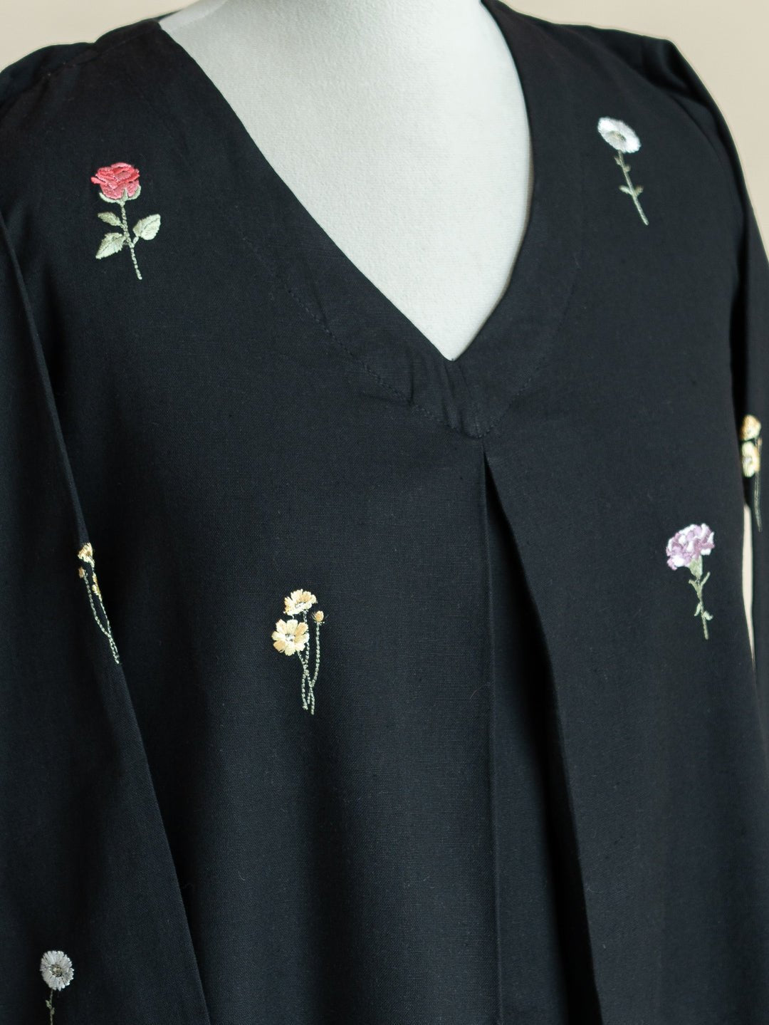 Ameya Cotton Flax Embroidered A - Line Kurta - AINA