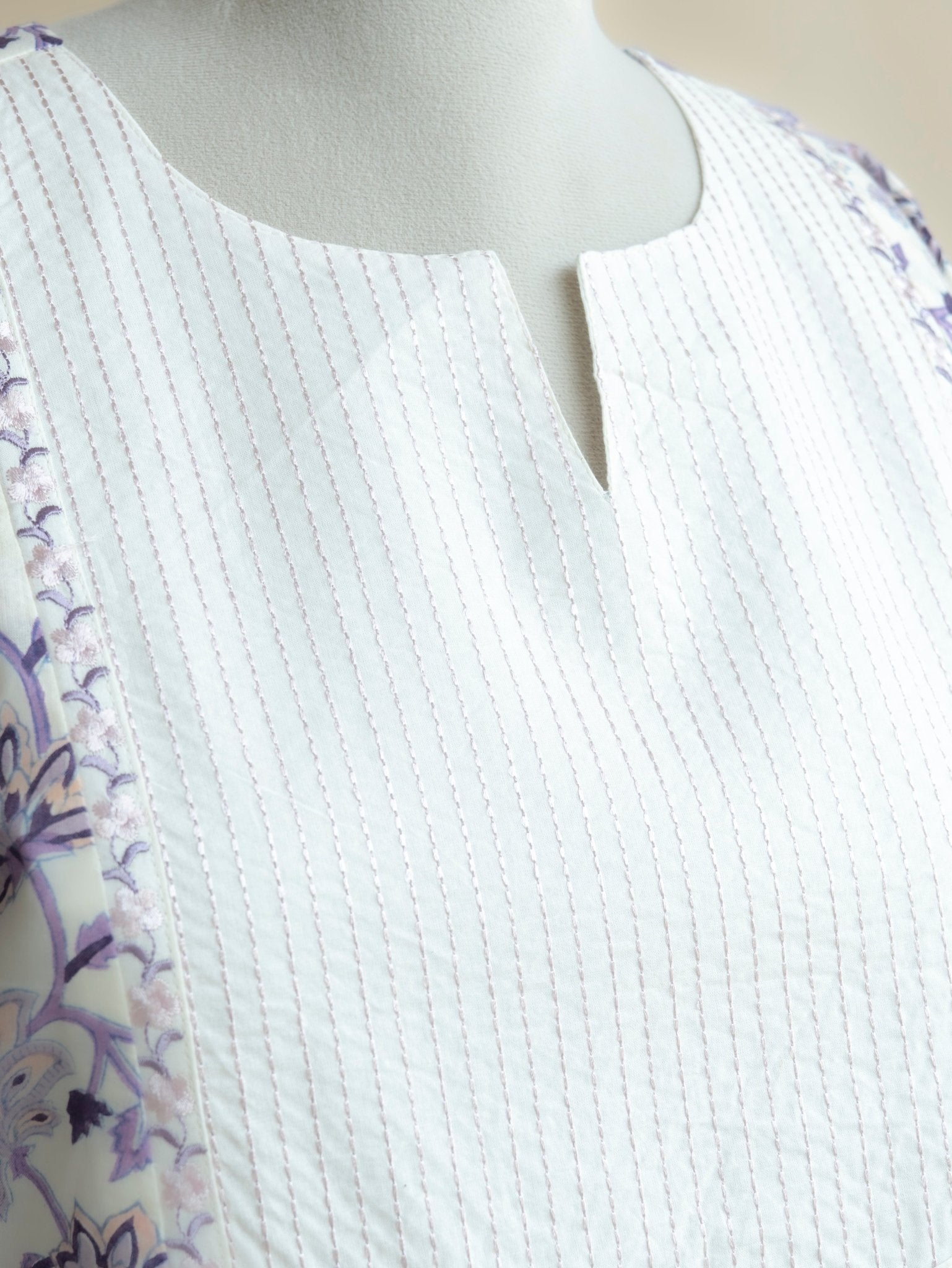 Amreen Cotton Embroidered A - Line Kurta - AINA