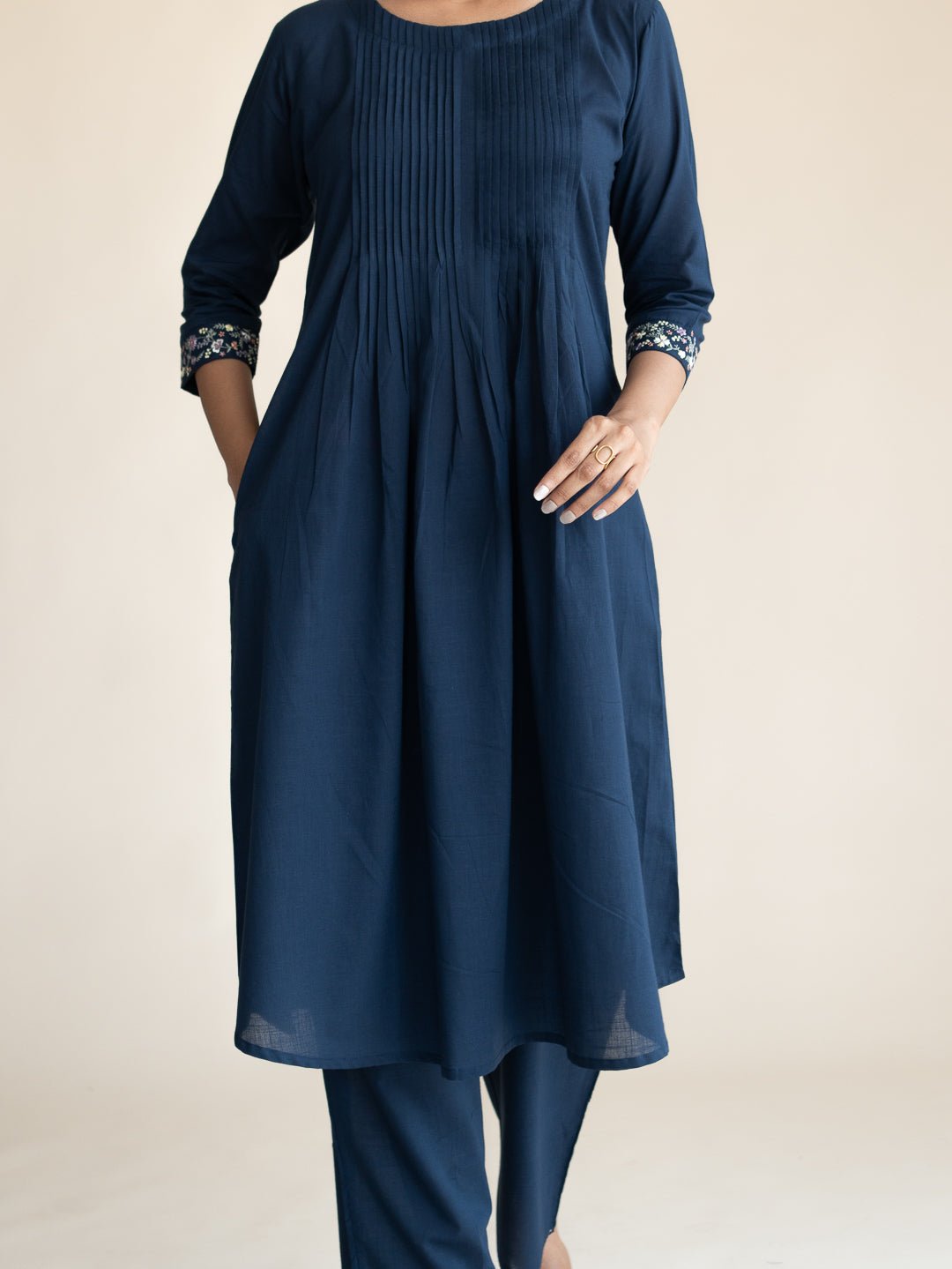 Amrina Cotton Embroidered A - Line Suit Set - AINA