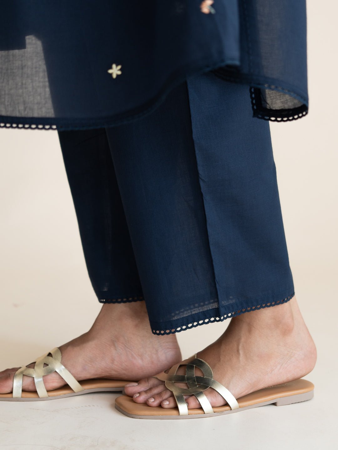 Amrina Cotton Embroidered A - Line Suit Set - AINA