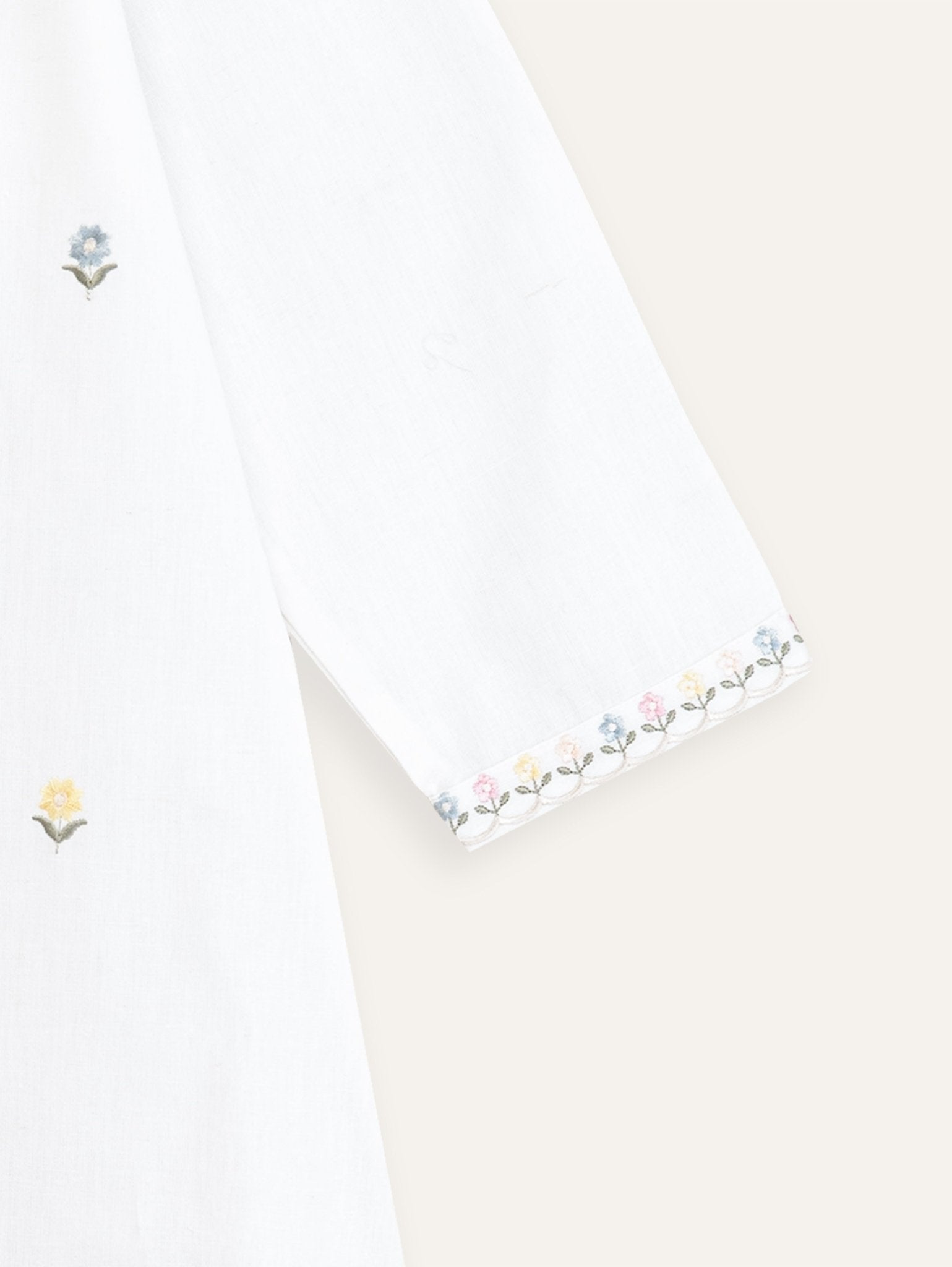 Anagha Cotton Flax Embroidered A - Line Kurta - AINA