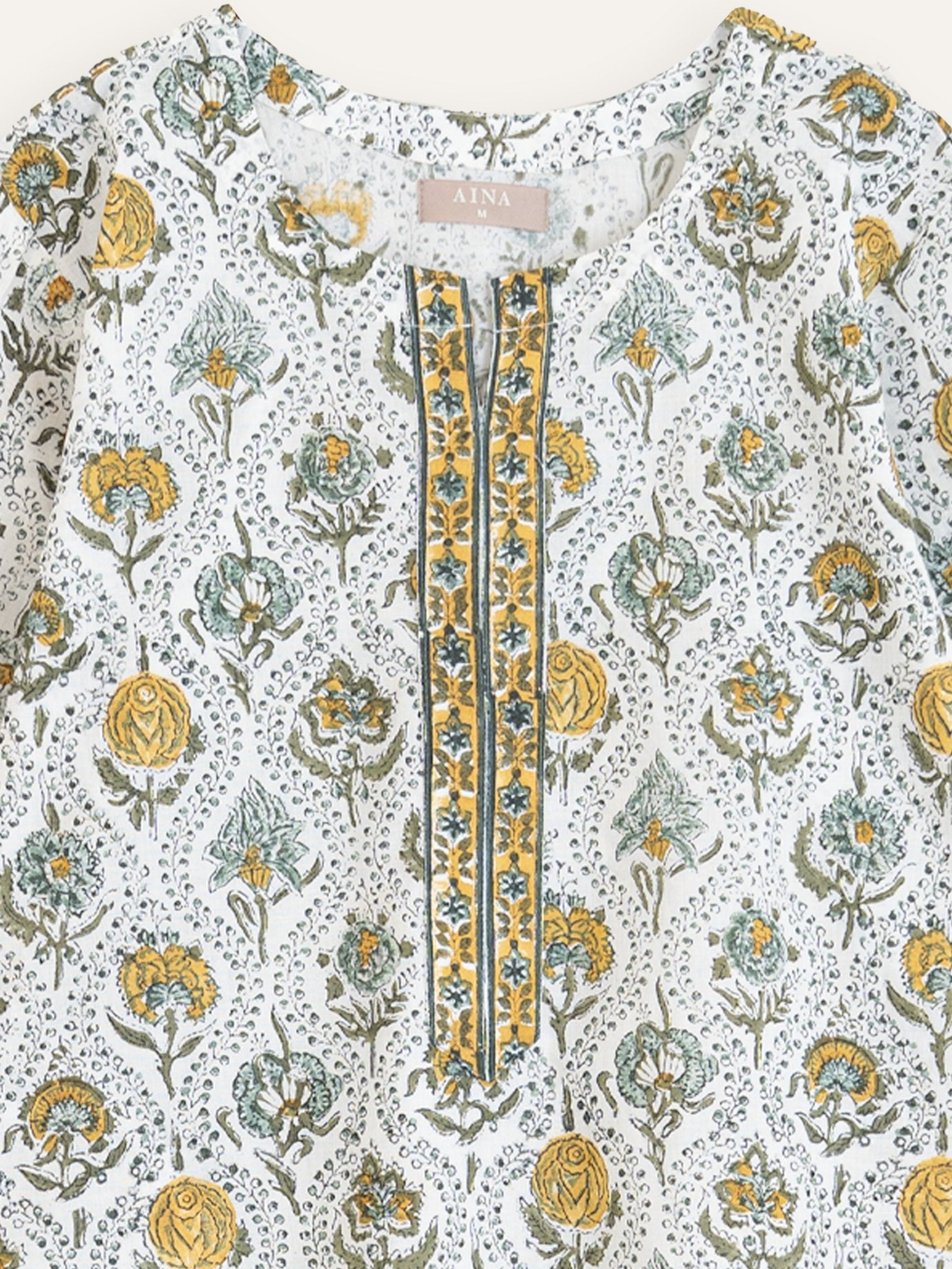 Ananta Cotton Block Printed Straight Kurta - AINA