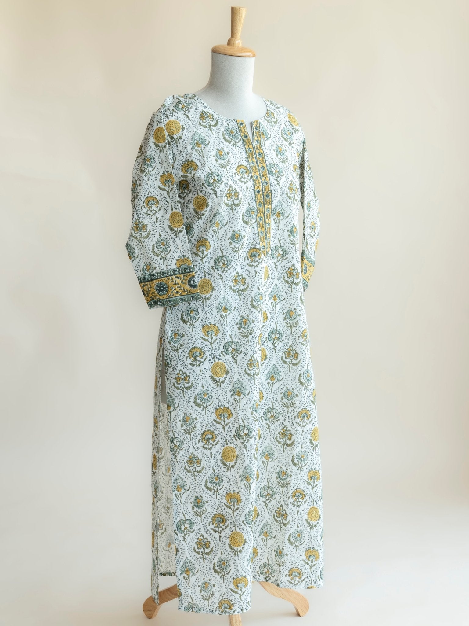 Ananta Cotton Block Printed Straight Kurta - AINA