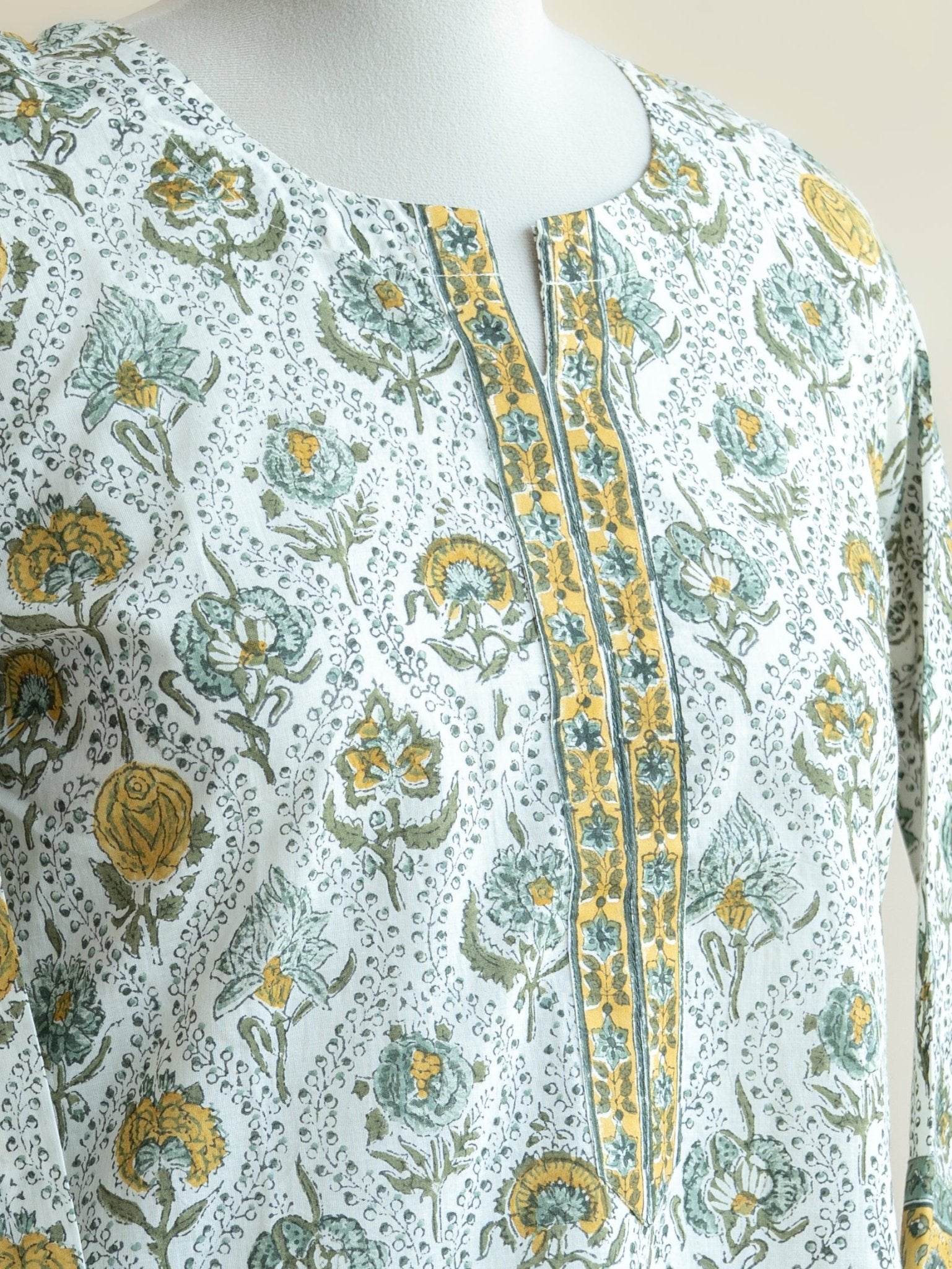 Ananta Cotton Block Printed Straight Kurta - AINA