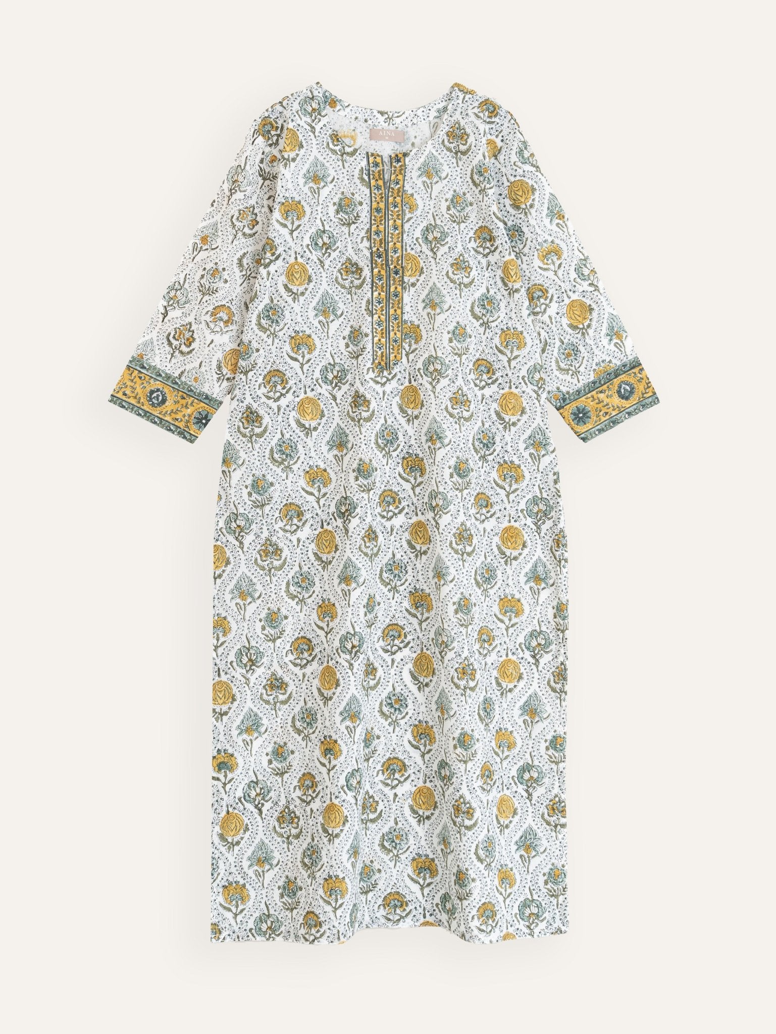 Ananta Cotton Block Printed Straight Kurta - AINA
