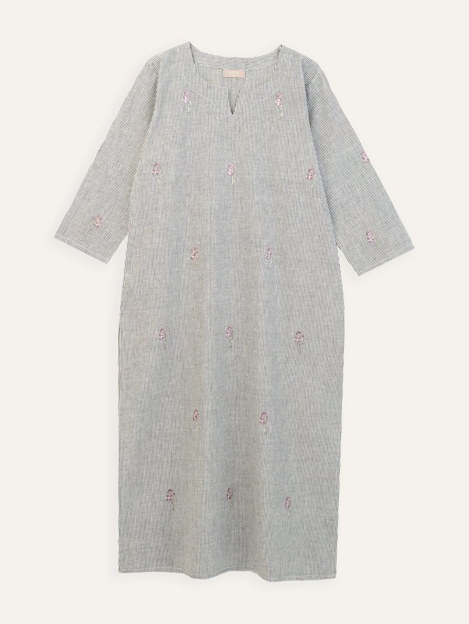 Ananya Cotton Handloom Embroidered Straight Kurta - AINA
