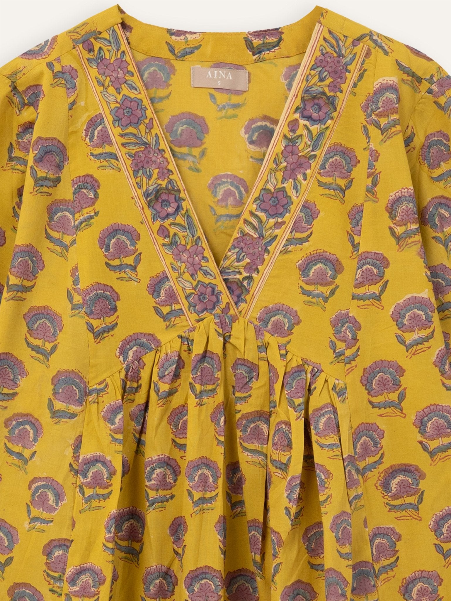 Anara Cotton Block Printed A - Line Kurta - AINA