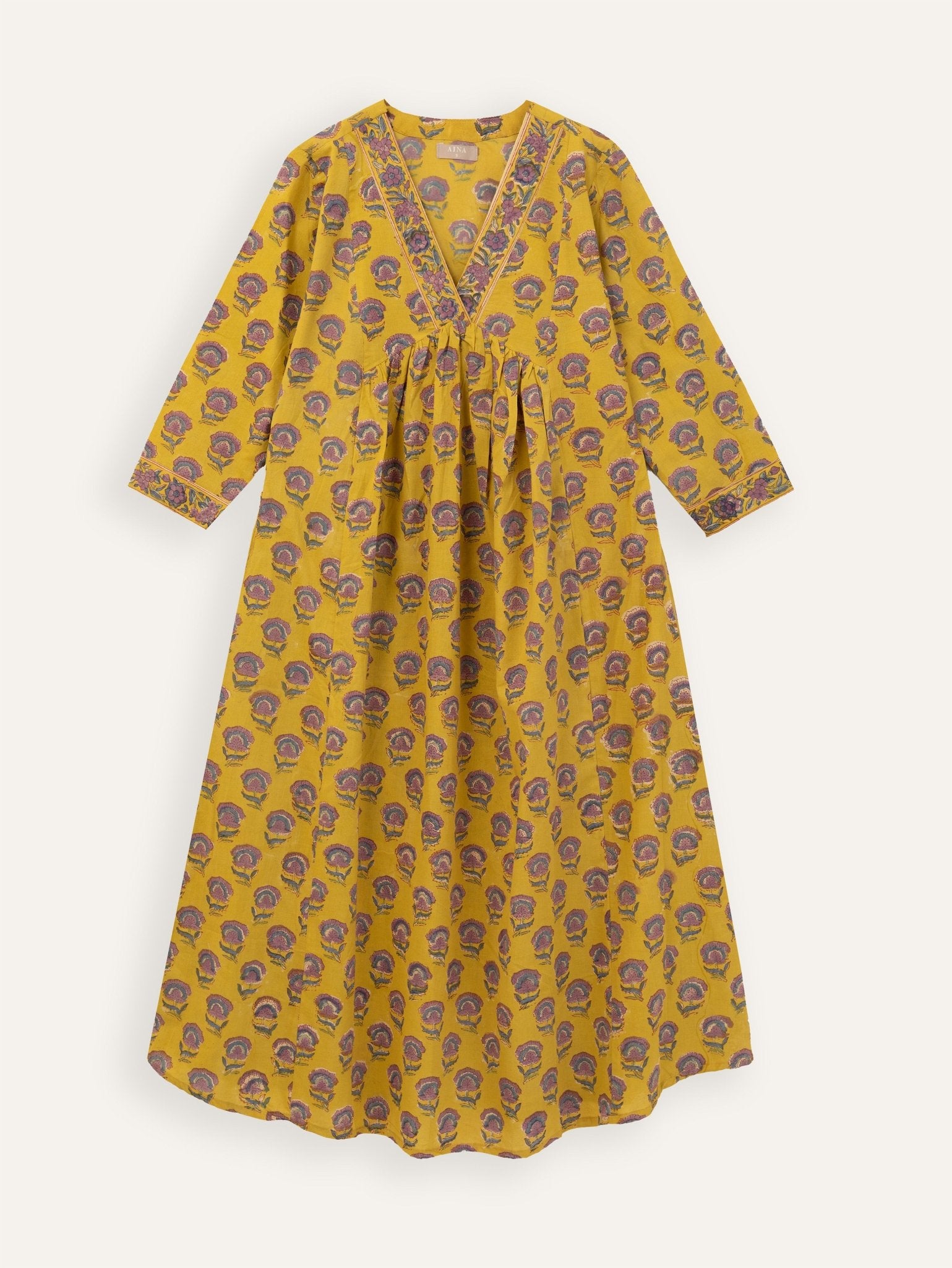 Anara Cotton Block Printed A - Line Kurta - AINA