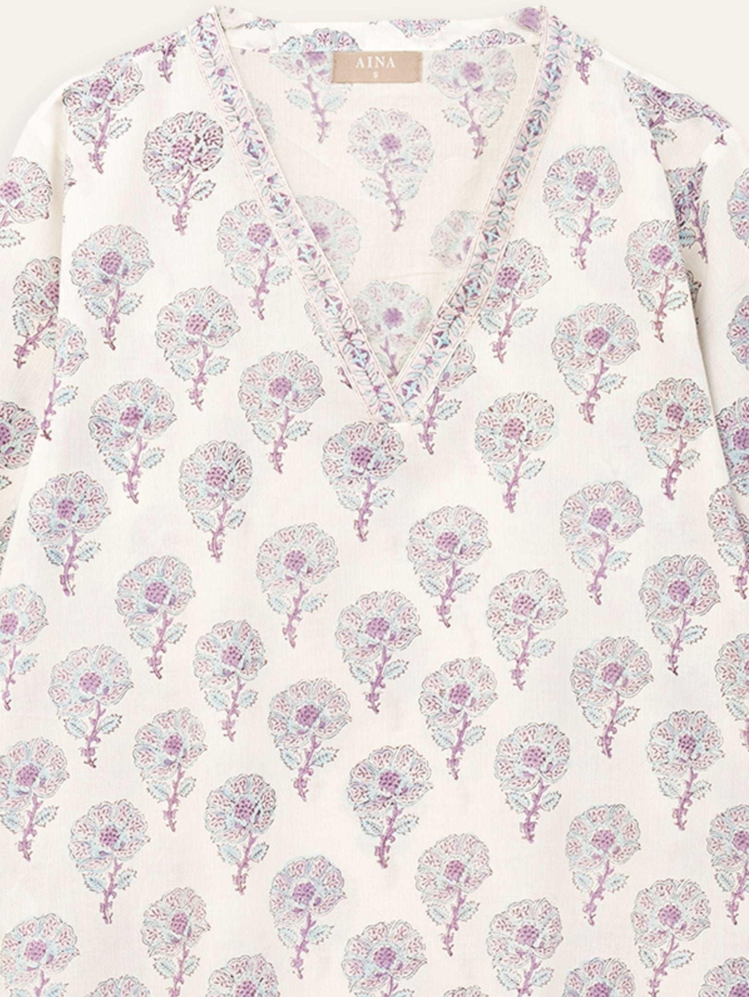Anasooya Cotton Block Printed A - Line Kurta - AINA