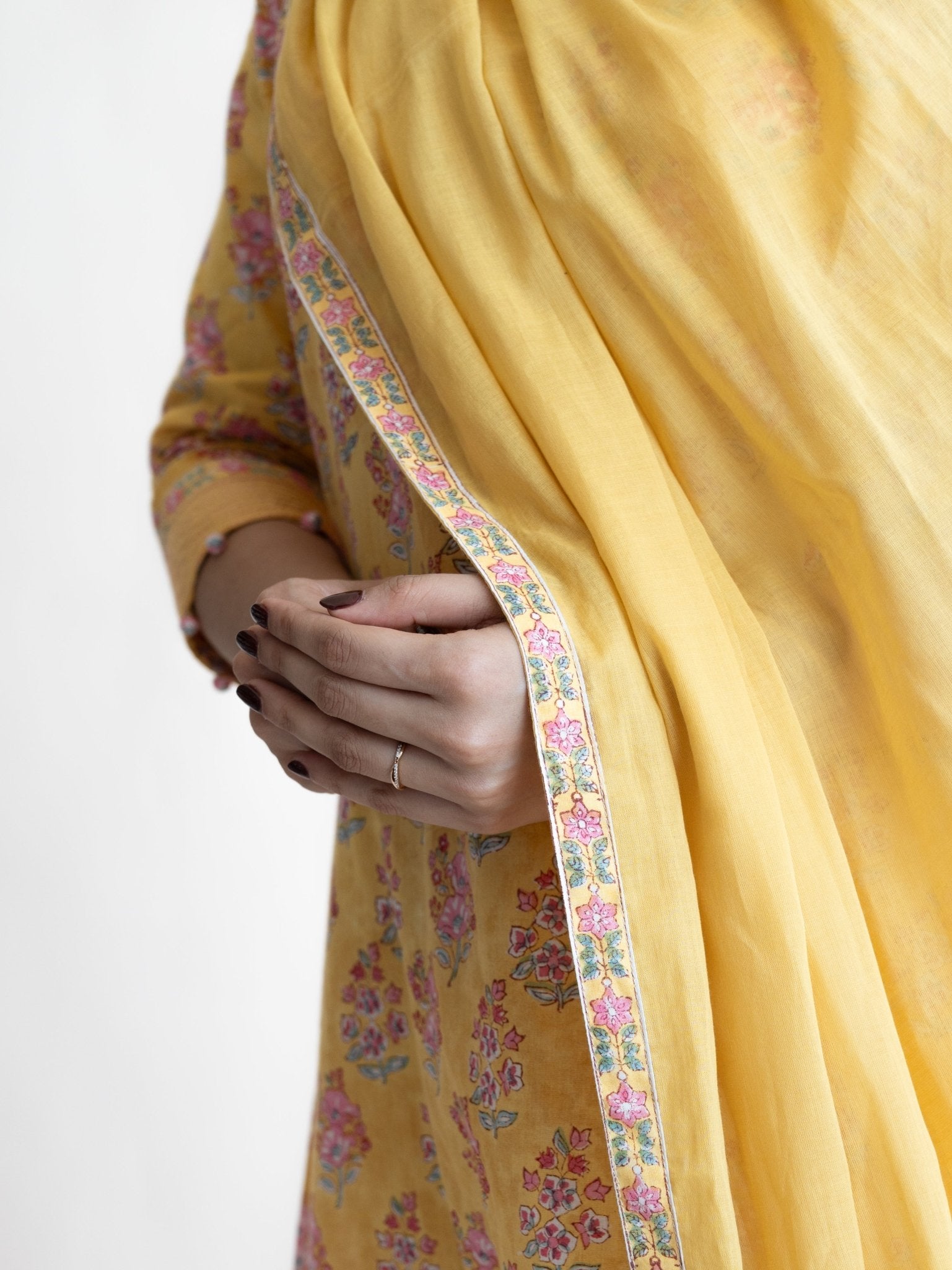 Anaya Cotton Block Printed A - Line Suit Set - AINA