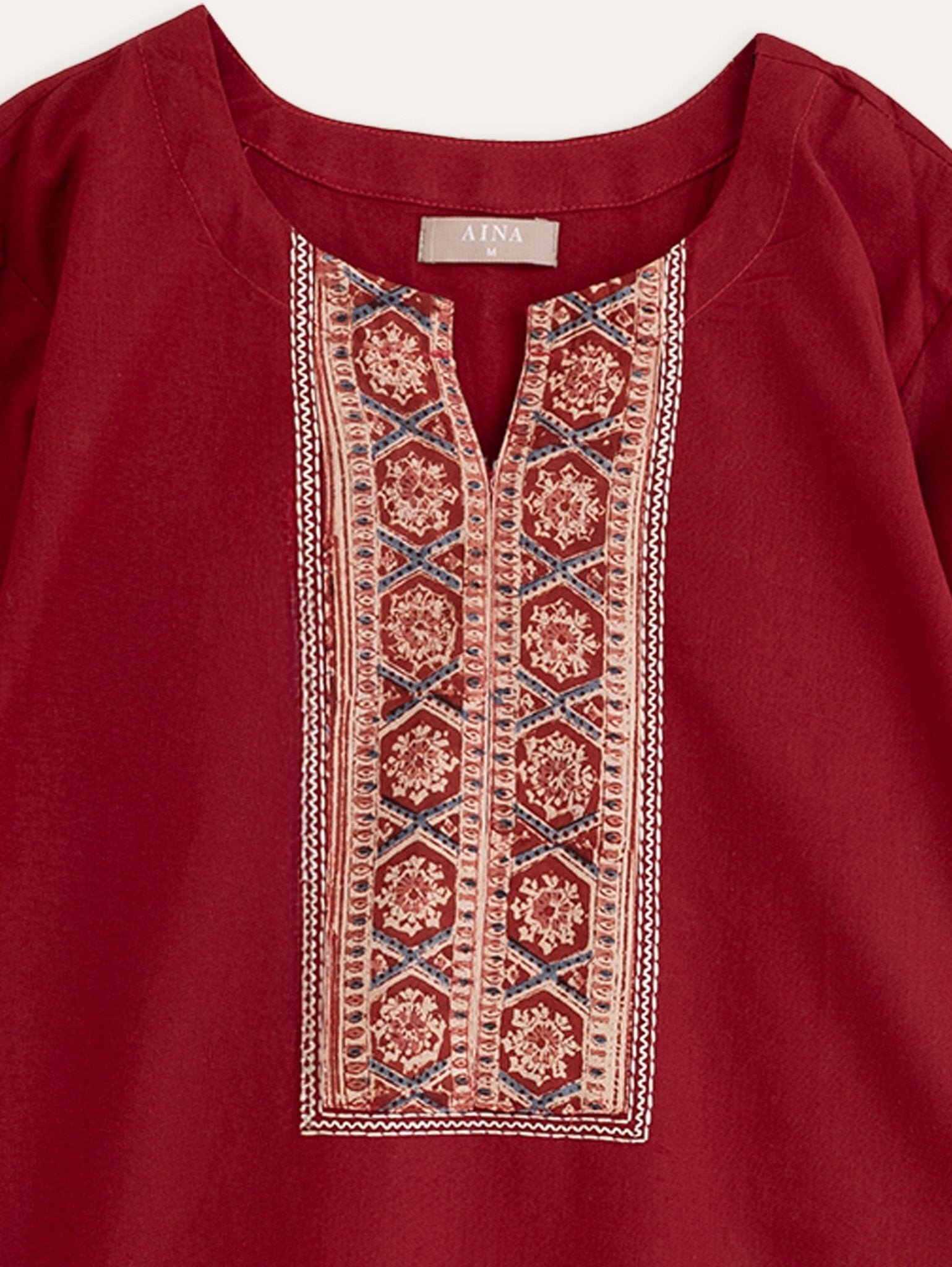 Aneena Cotton Flax Straight Kurta - AINA