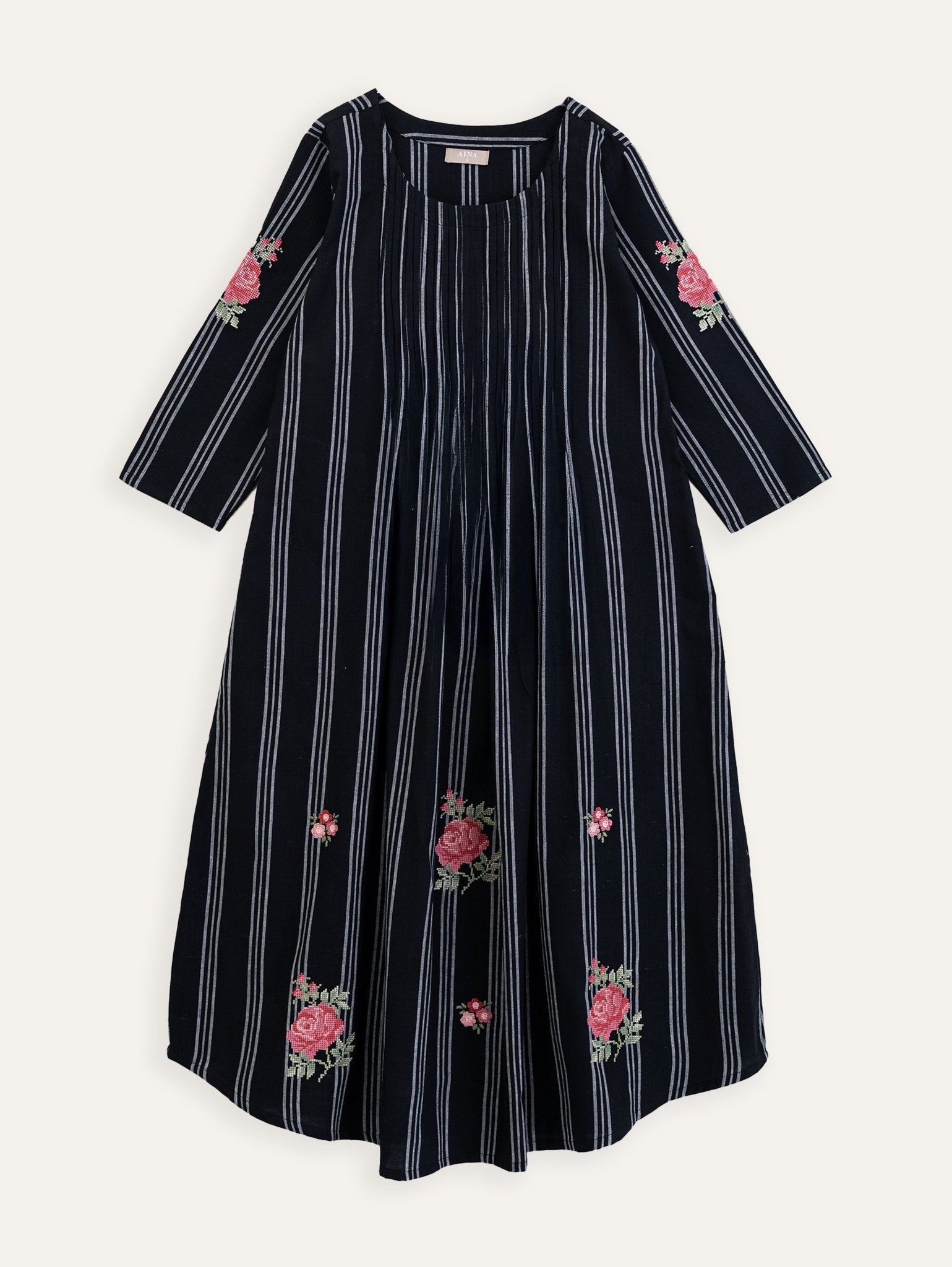 Aneesa Cotton Handloom Embroidered A - Line Kurta - AINA