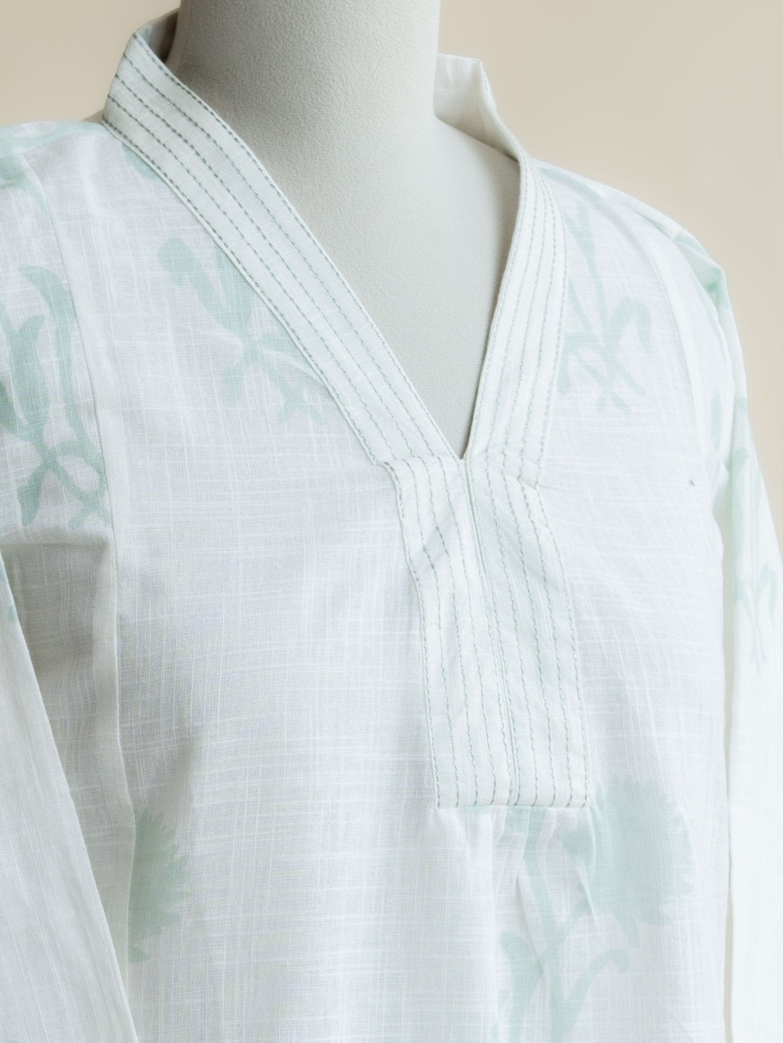 Aneya Cotton Slub Block Printed A - Line Kurta - AINA