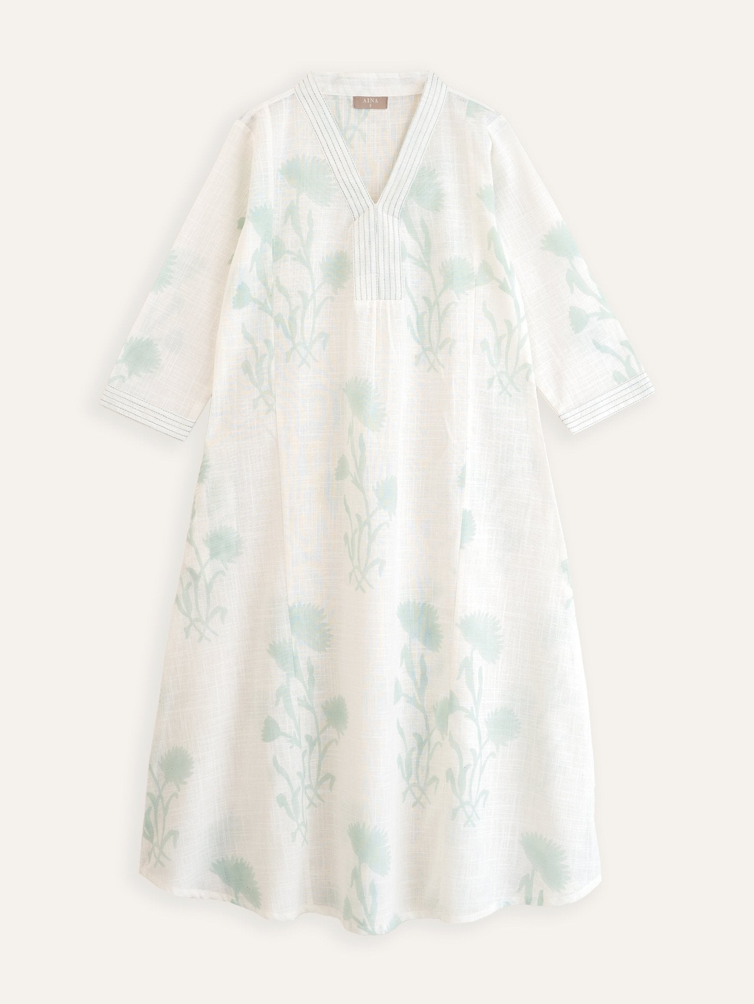 Aneya Cotton Slub Block Printed A - Line Kurta - AINA