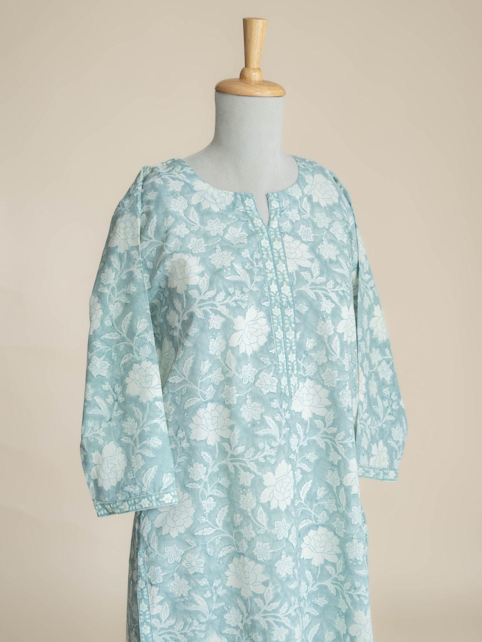 Angela Cotton Block Printed Straight Kurta - AINA