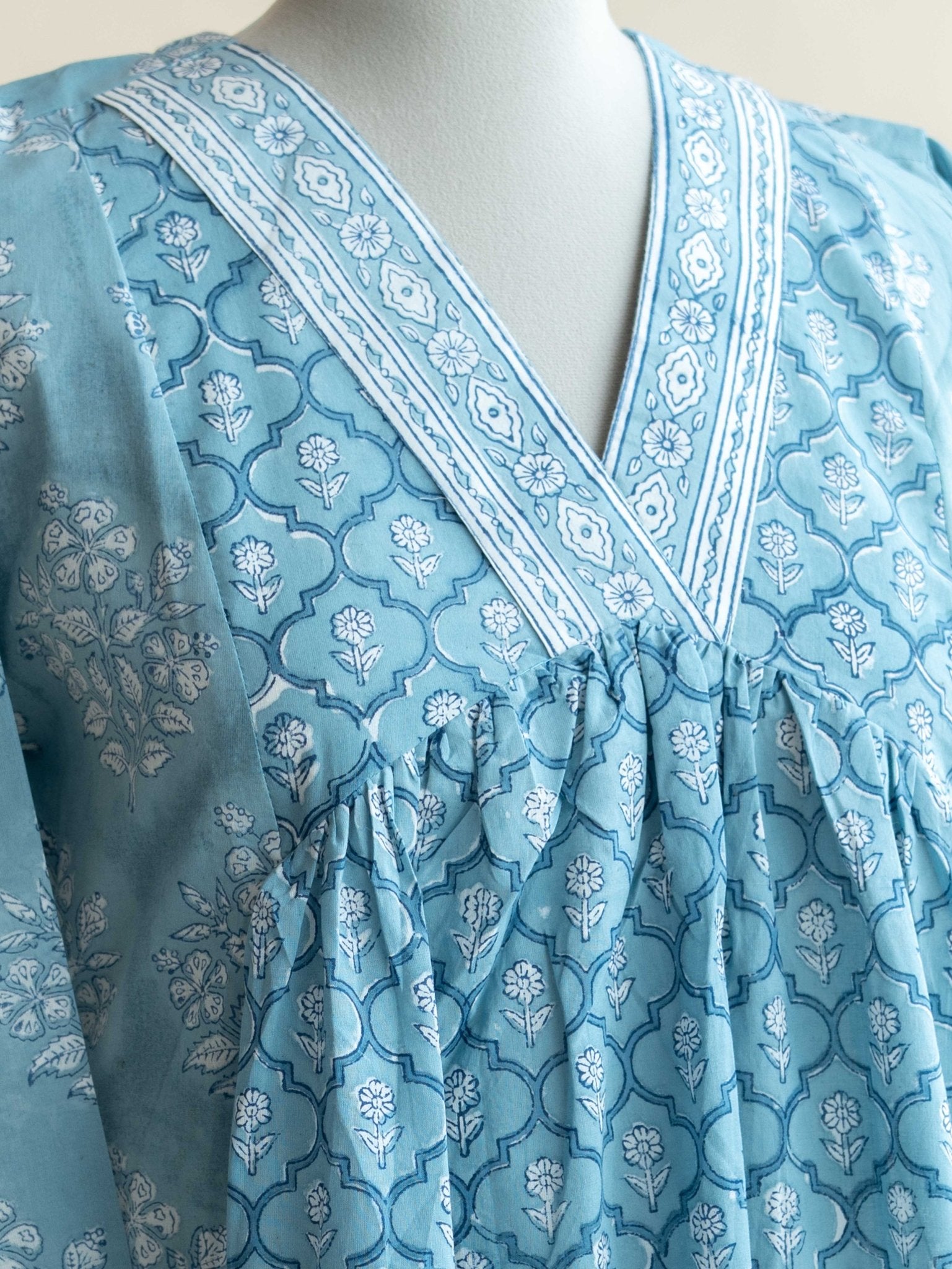 Anika Cotton Block Printed A Line Kurta - AINA