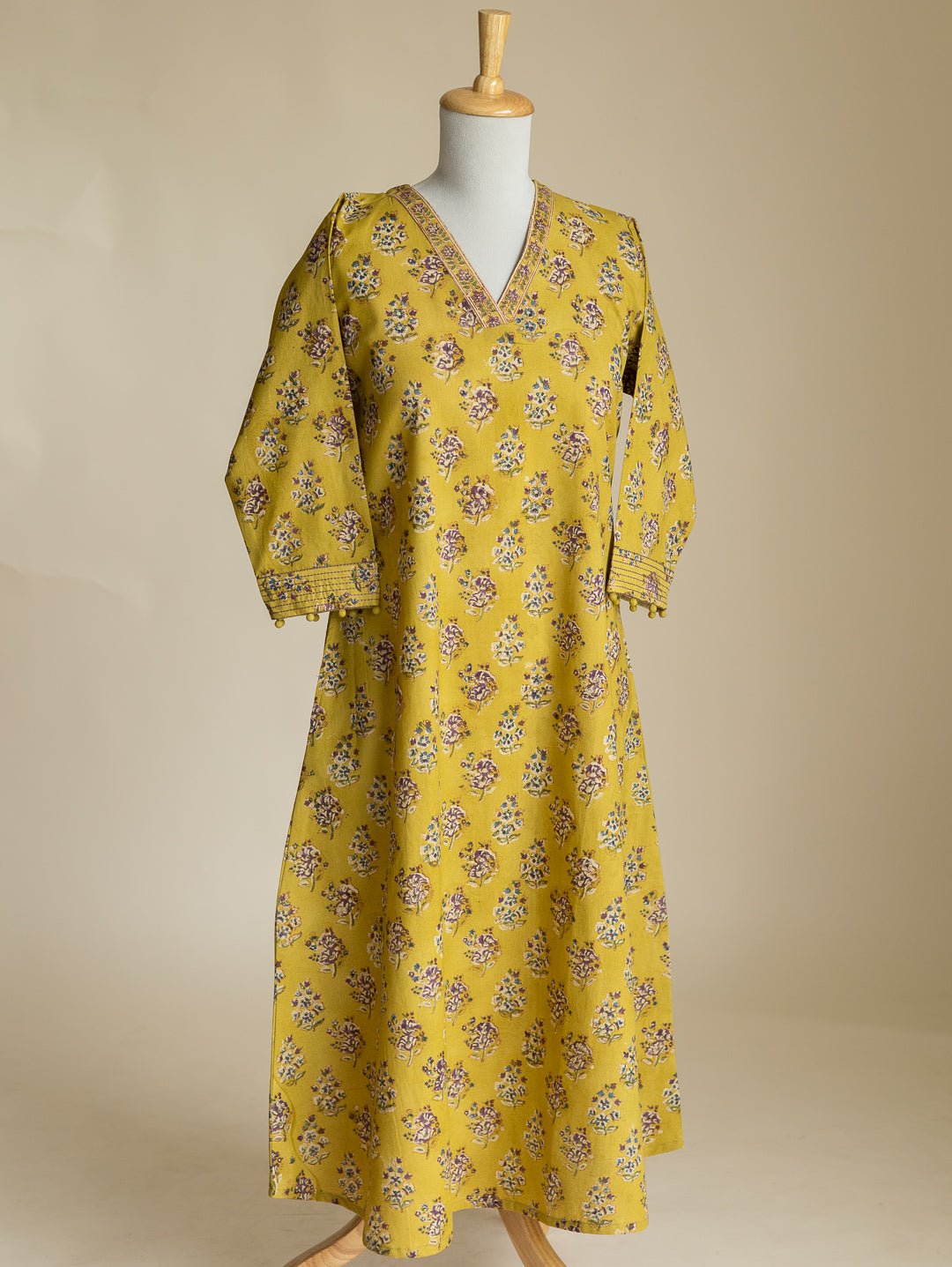 Anikha Cotton Block Printed A-Line Kurta - AINA