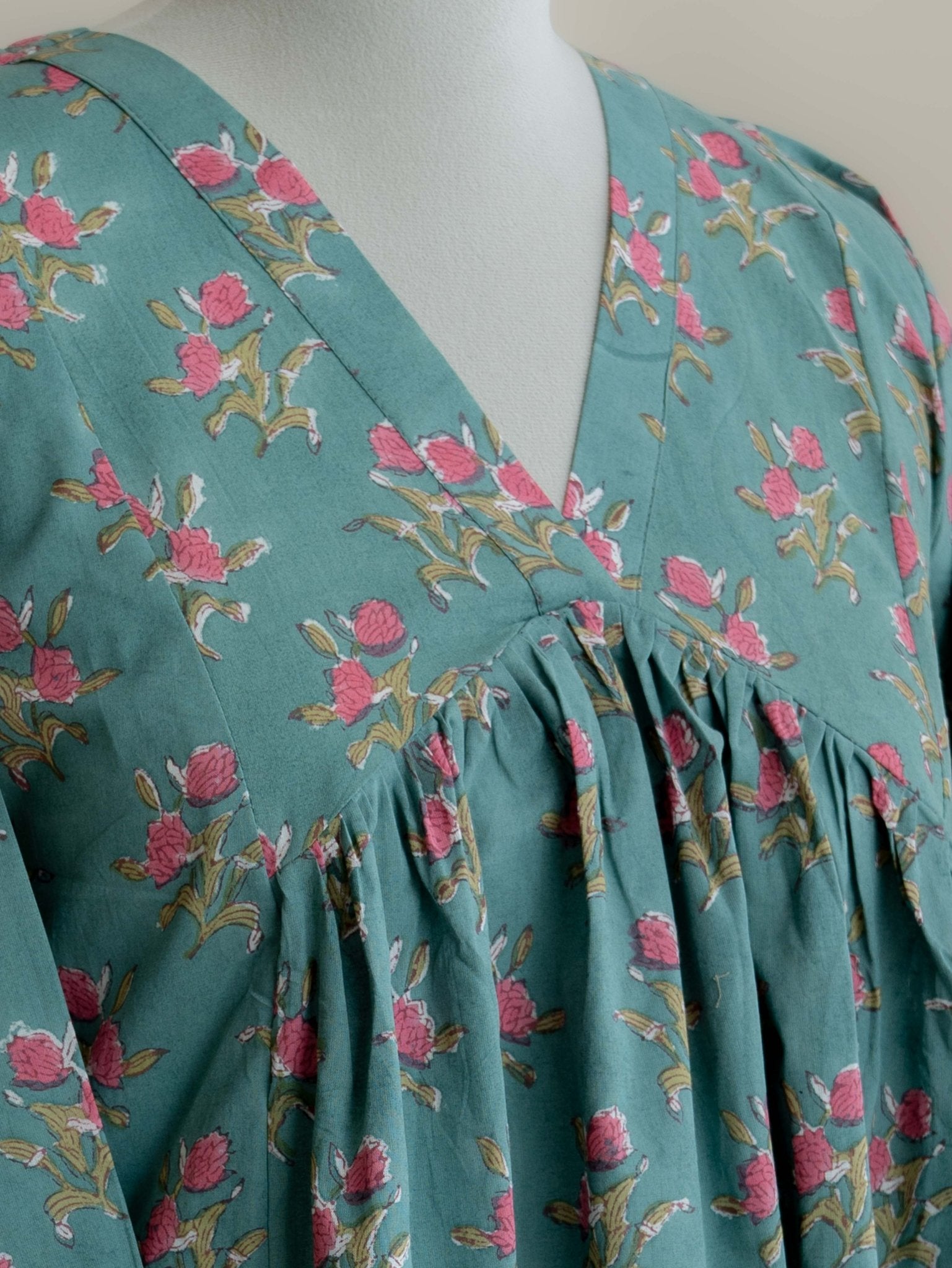 Anima Cotton Block Printed A - Line Kurta - AINA