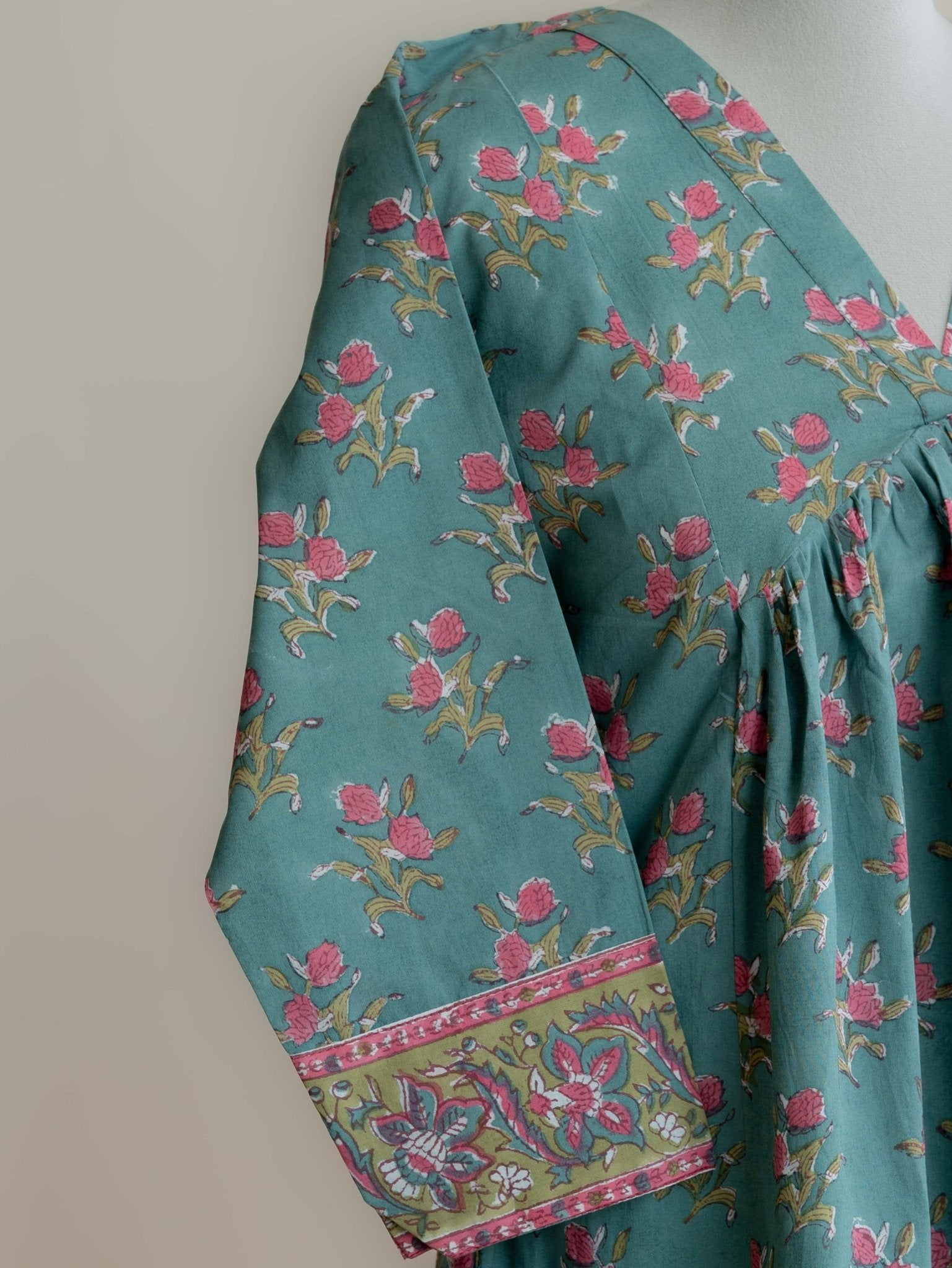 Anima Cotton Block Printed A - Line Kurta - AINA