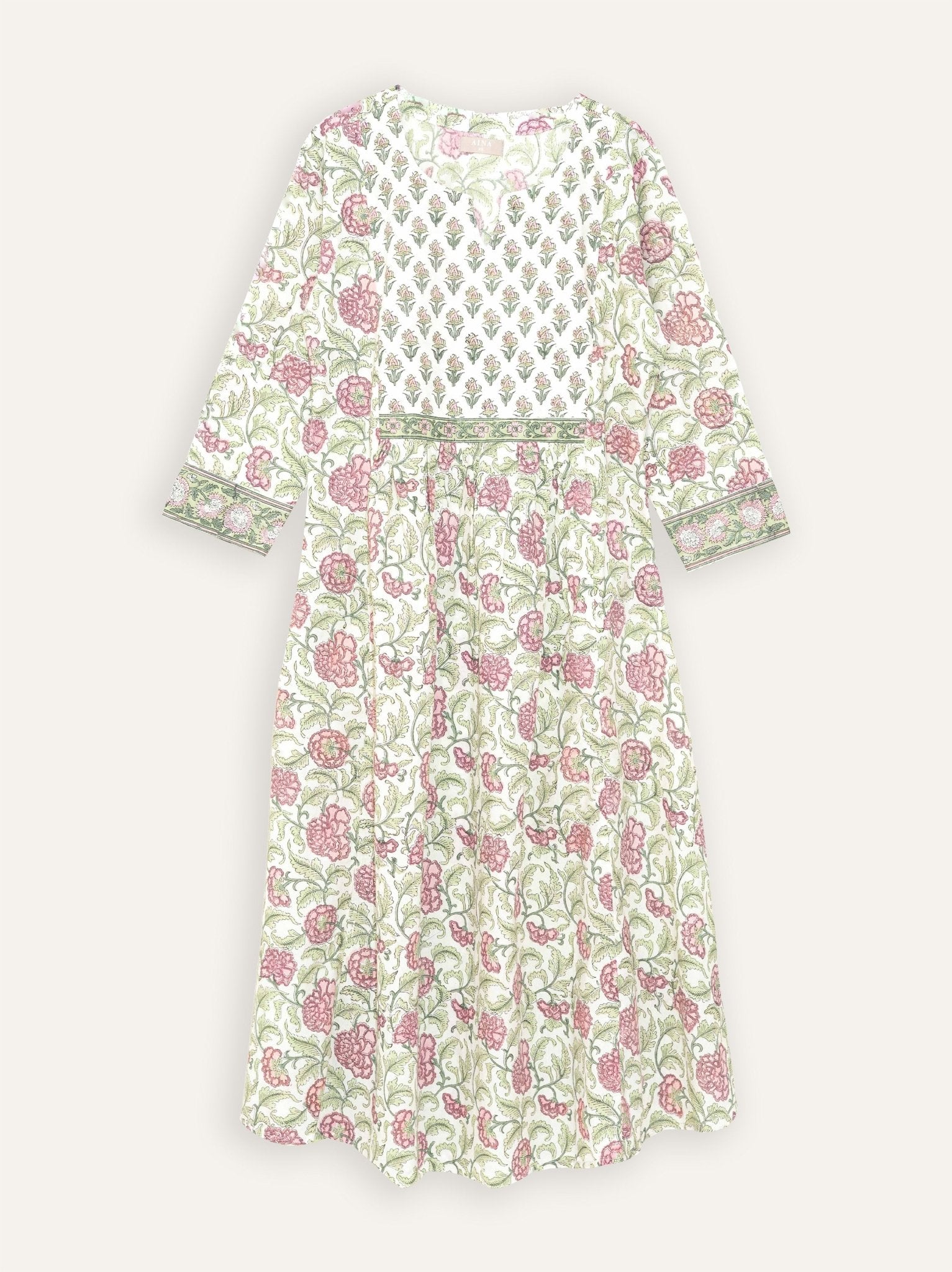 Anisha Cotton Block Printed A - Line Kurta - AINA