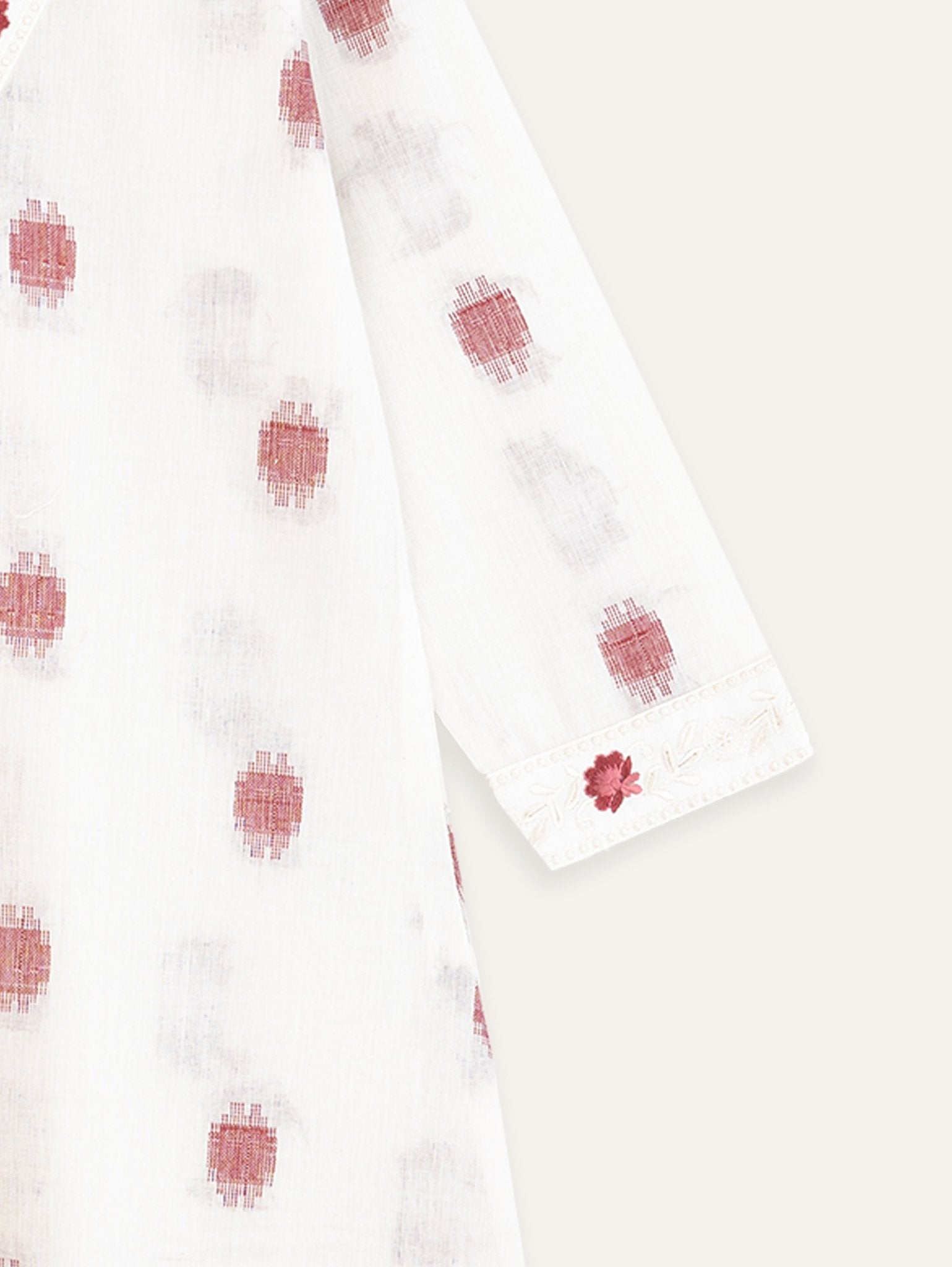 Anshuma Cotton Handloom Embroidered A - Line Kurta - AINA