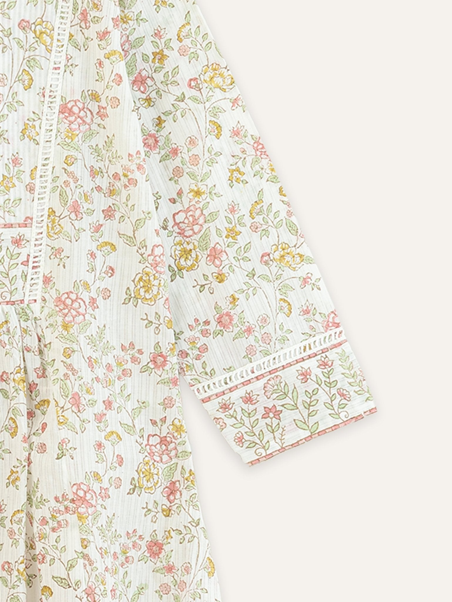 Anu Cotton Block Printed A - Line Kurta - AINA