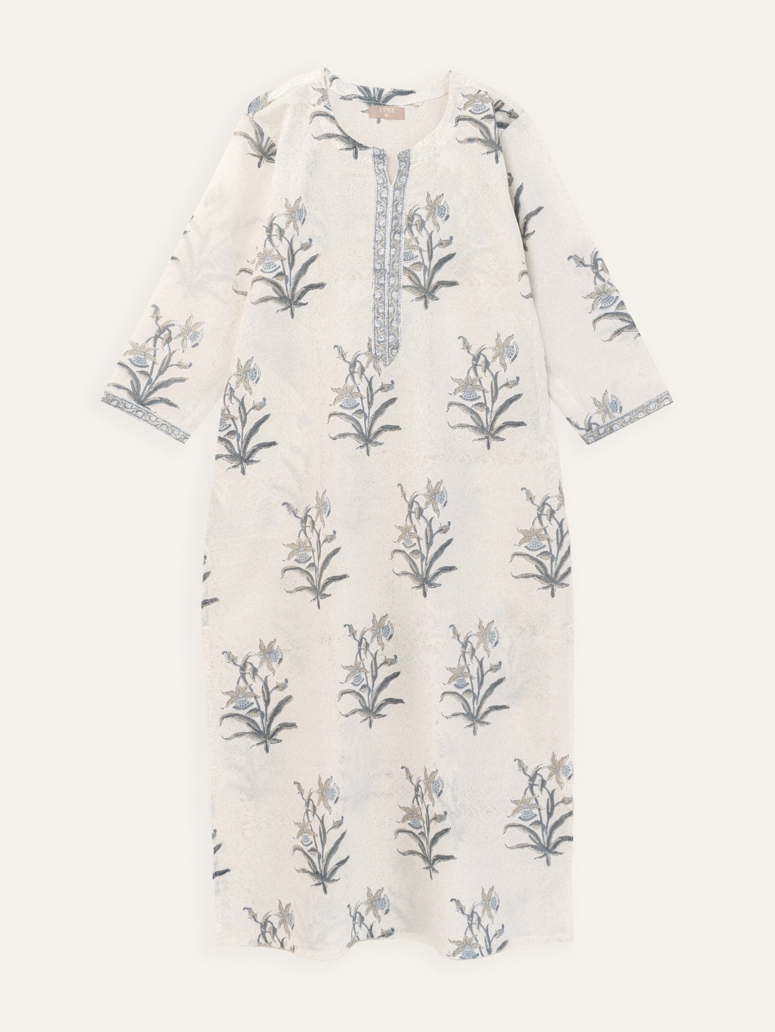 Anu Cotton Block Printed Straight Kurta - AINA