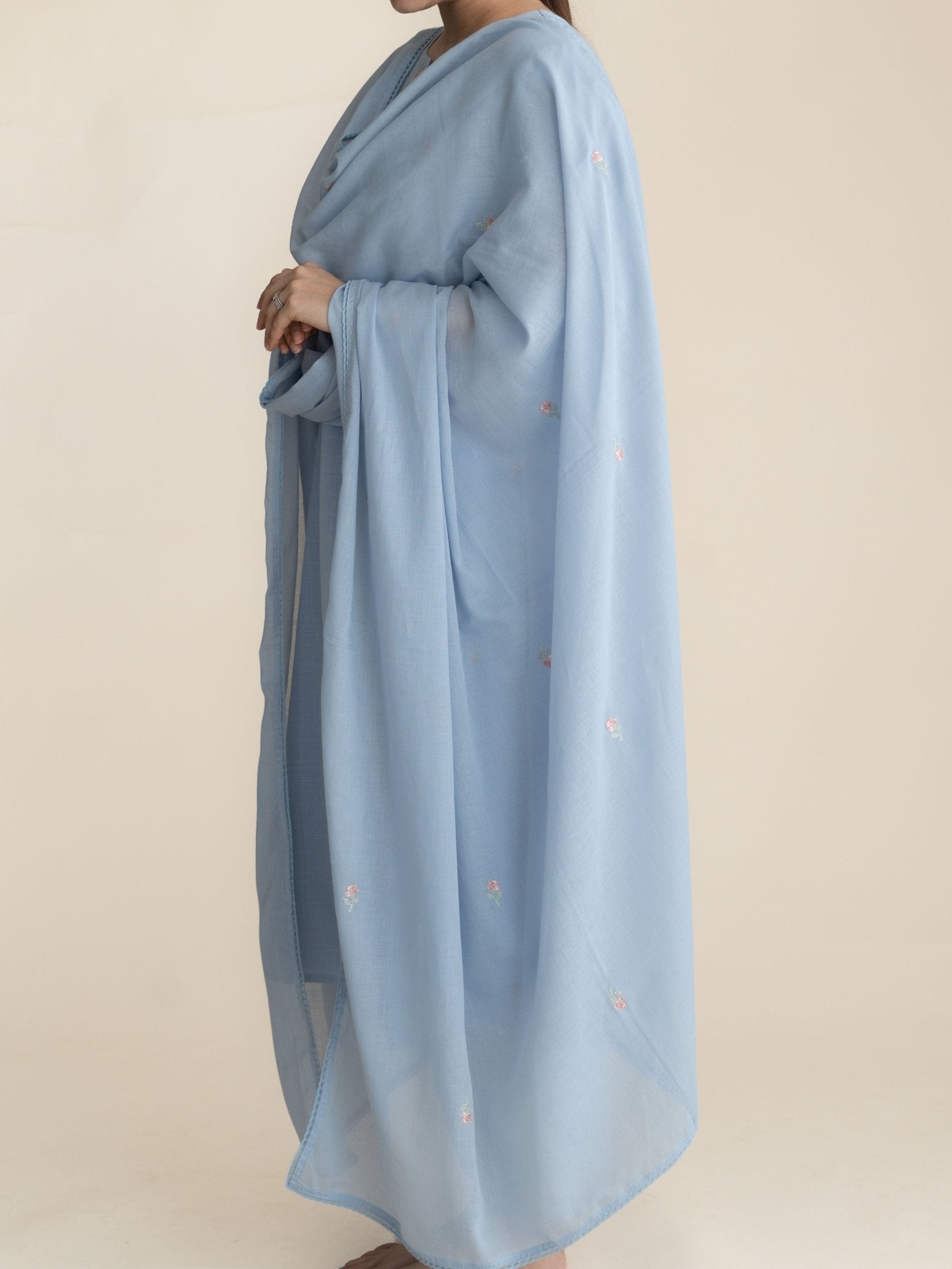 Anulya Cotton Embroidered A-Line Suit Set - AINA