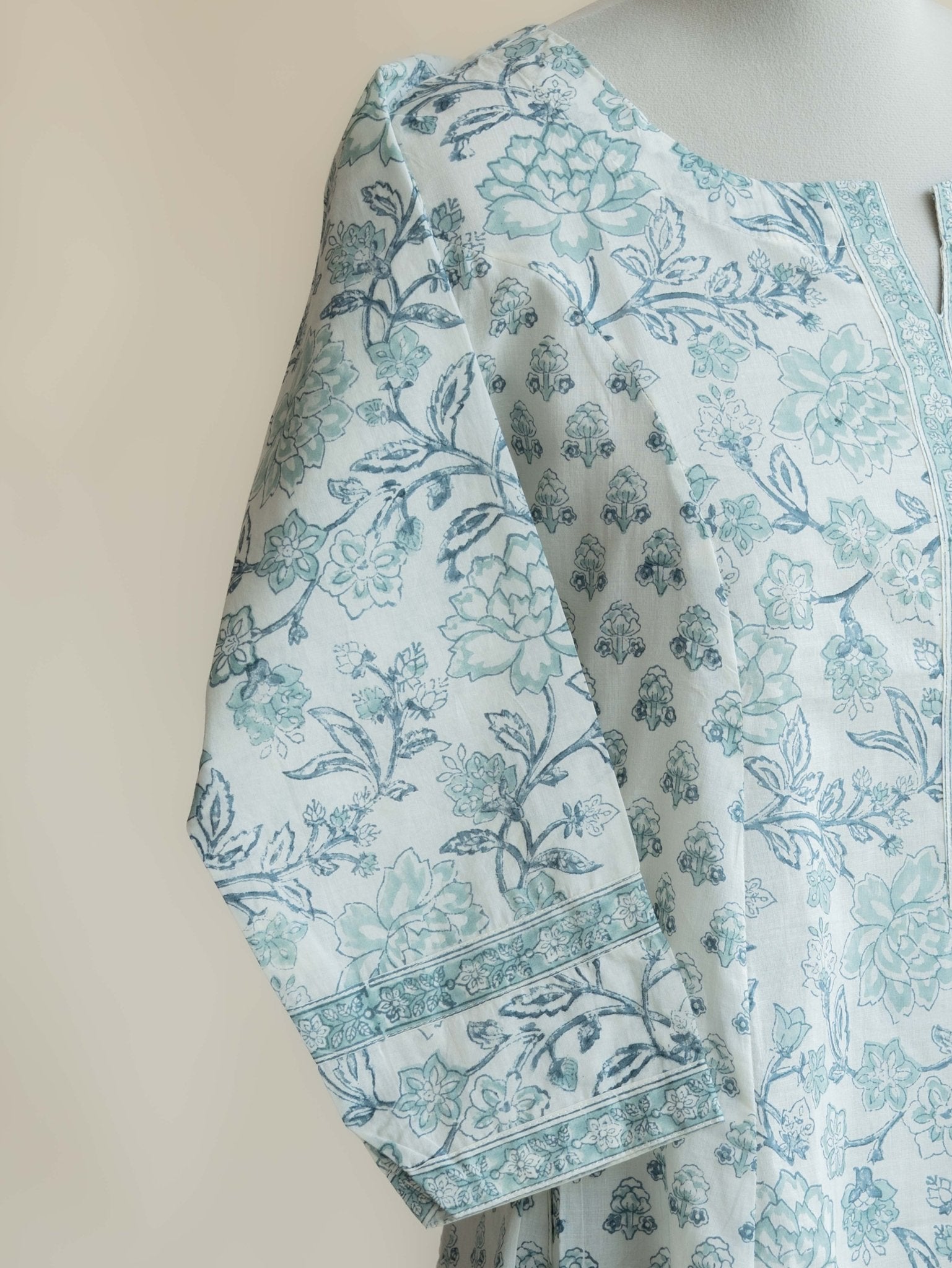 Anusha Cotton Block Printed A - Line Kurta - AINA
