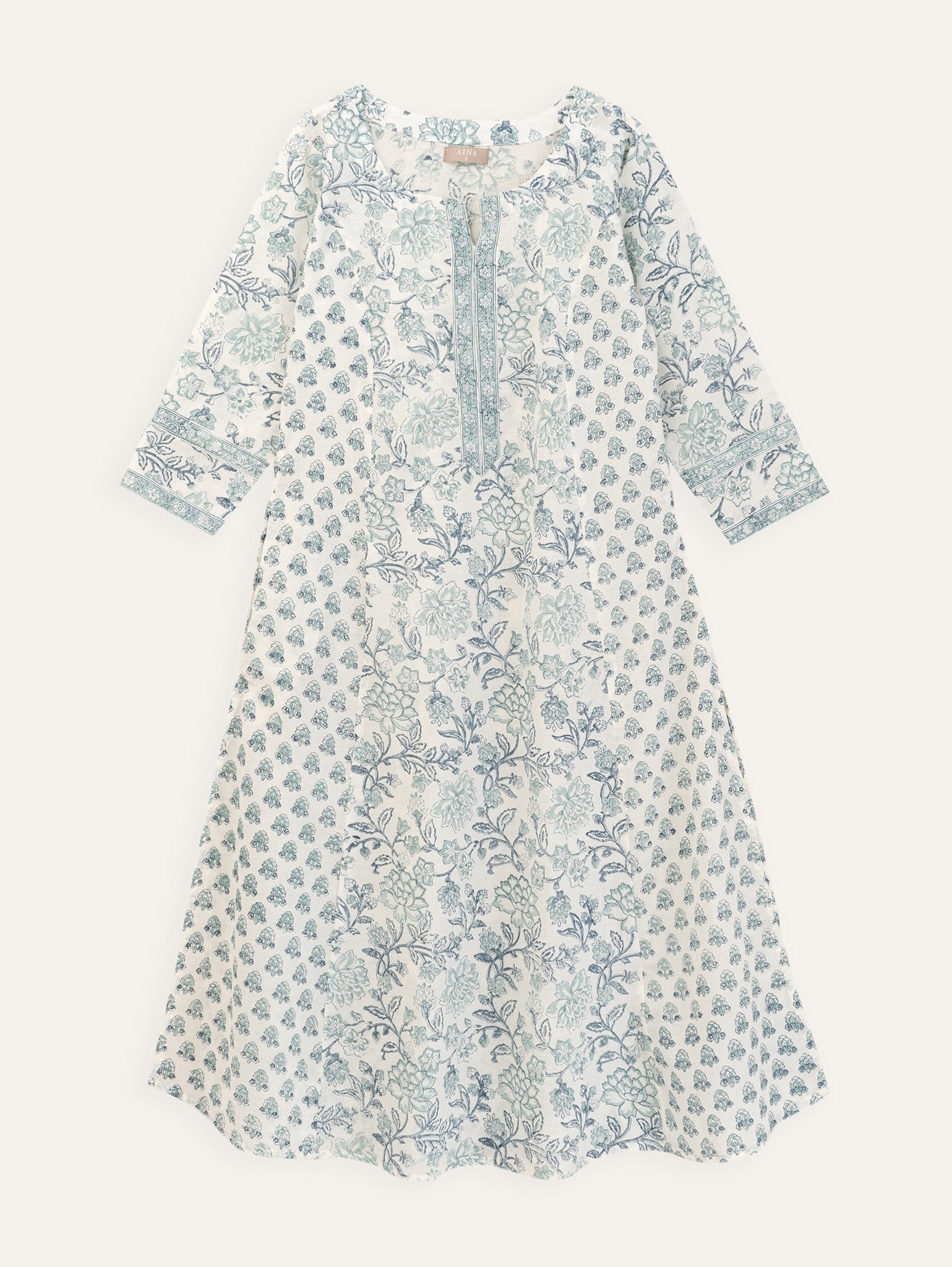 Anusha Cotton Block Printed A - Line Kurta - AINA