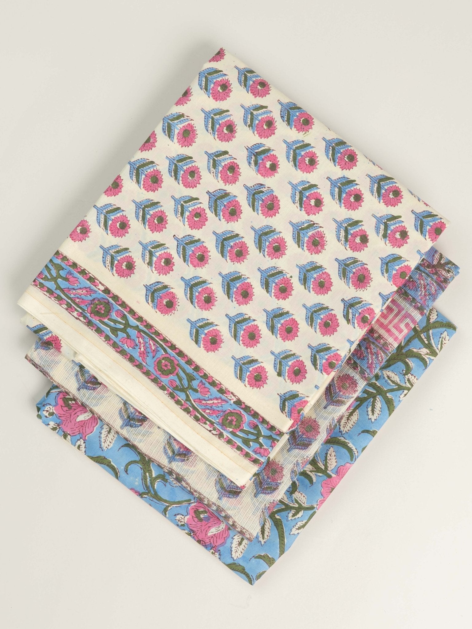 Anusha Cotton Block Printed Unstitched Suit Set - 3 Piece - AINA