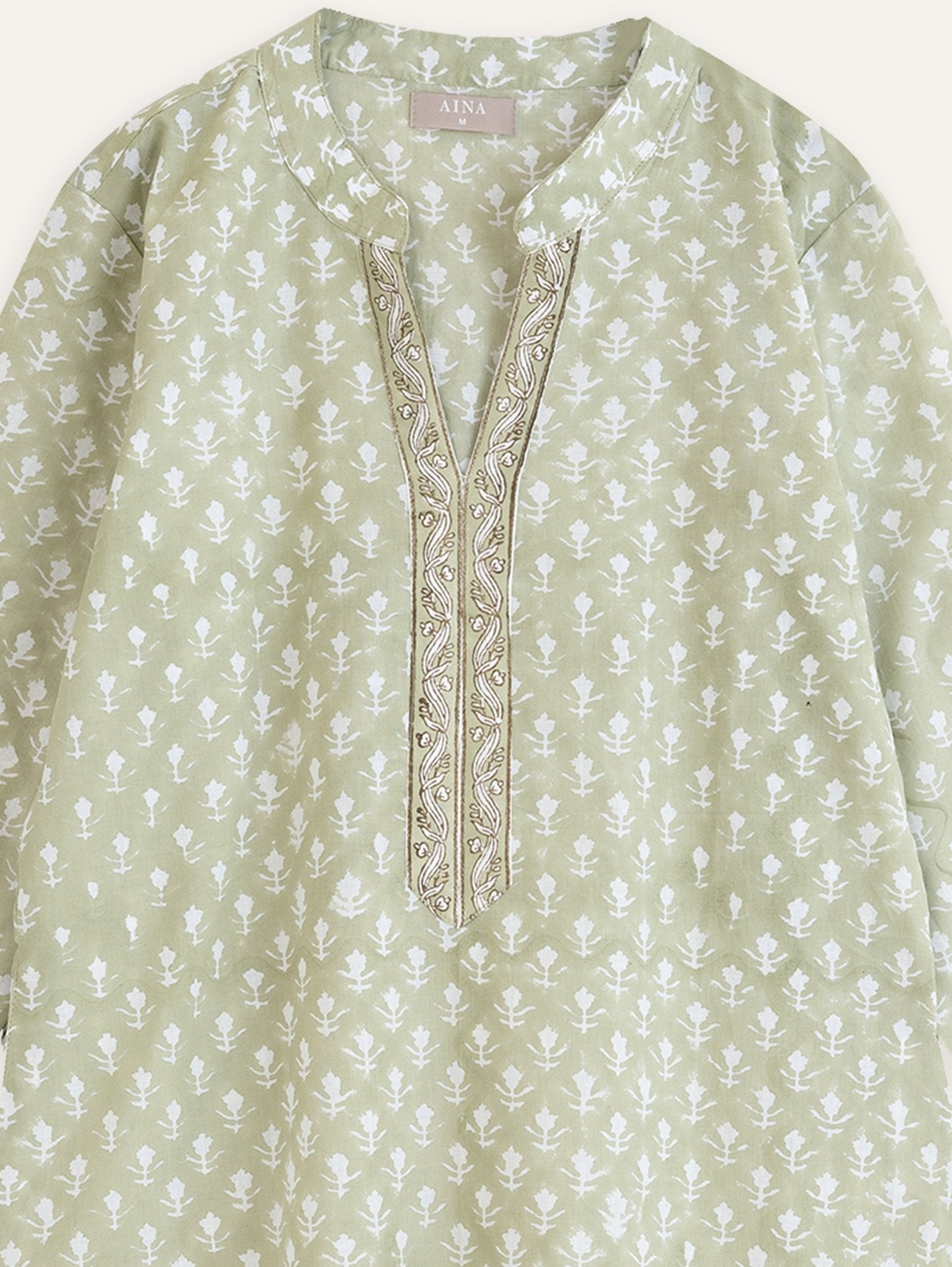 Anushka Cotton Block Printed Straight Kurta - AINA