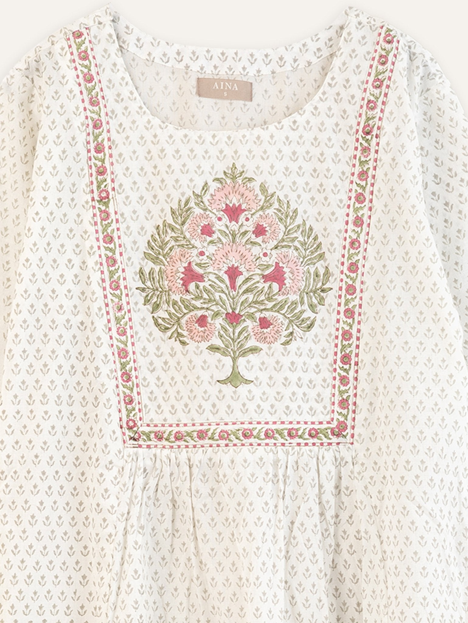 Anushree Cotton Block Printed A - Line Kurta - AINA