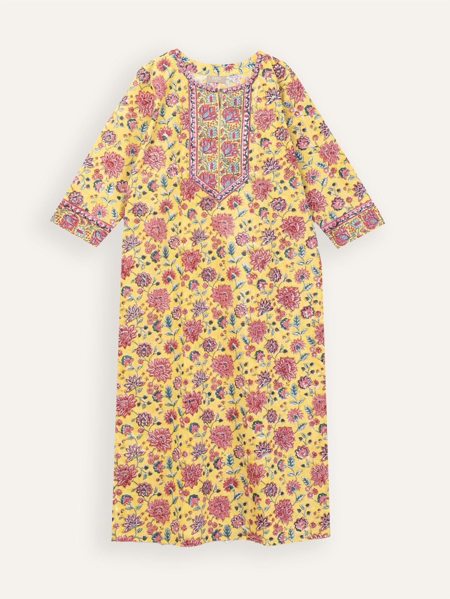 Anuvintha Cotton Block Printed Straight Kurta - AINA