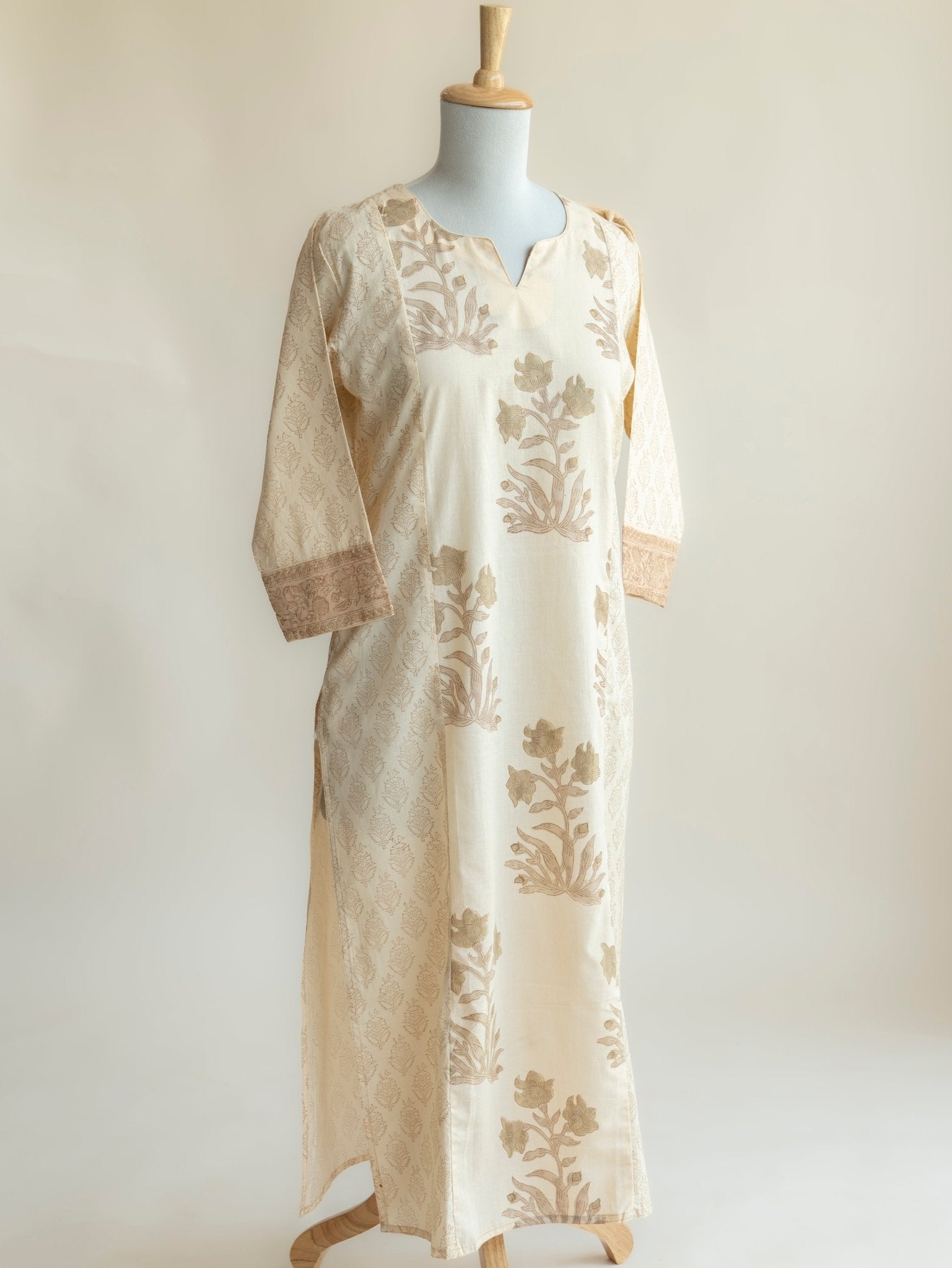 Anvi Cotton Block Printed Straight Kurta - AINA